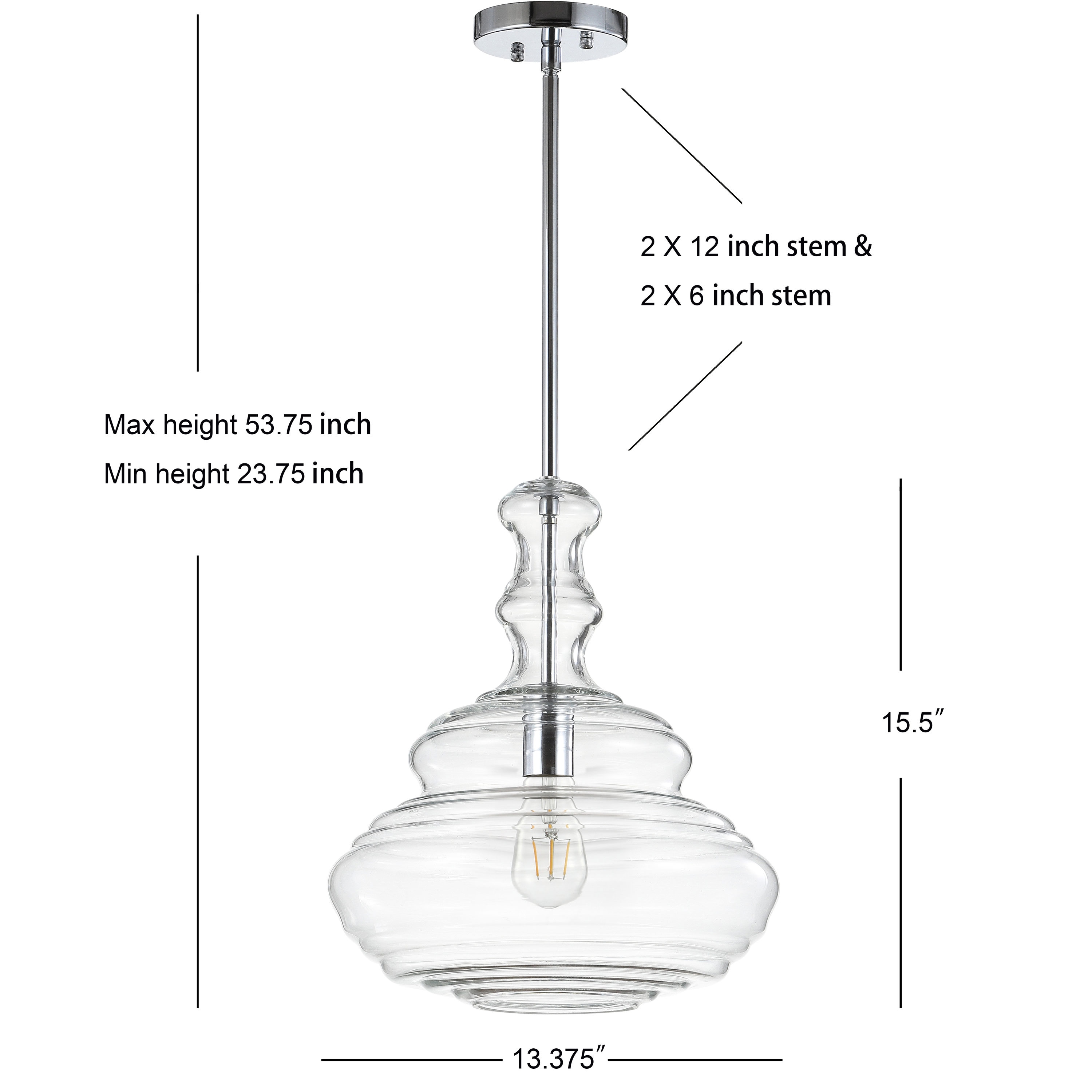 Bettina 13.37" Chrome Polished Clear Glass LED Pendant