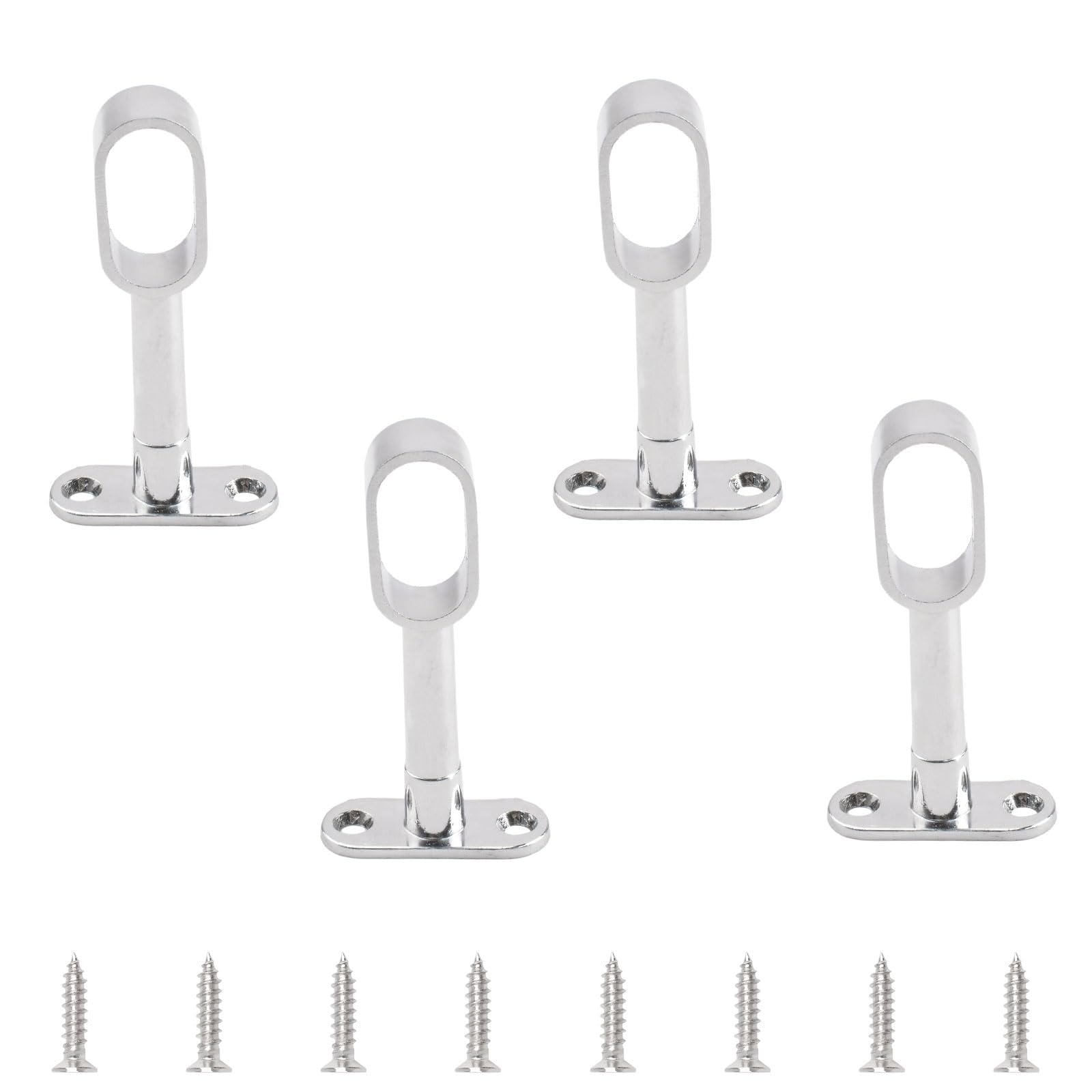 Aoibox  4 Pack Adjustable Closet Rod End Supports in Silver Aluminum Alloy with Hollow Through Pass Design for