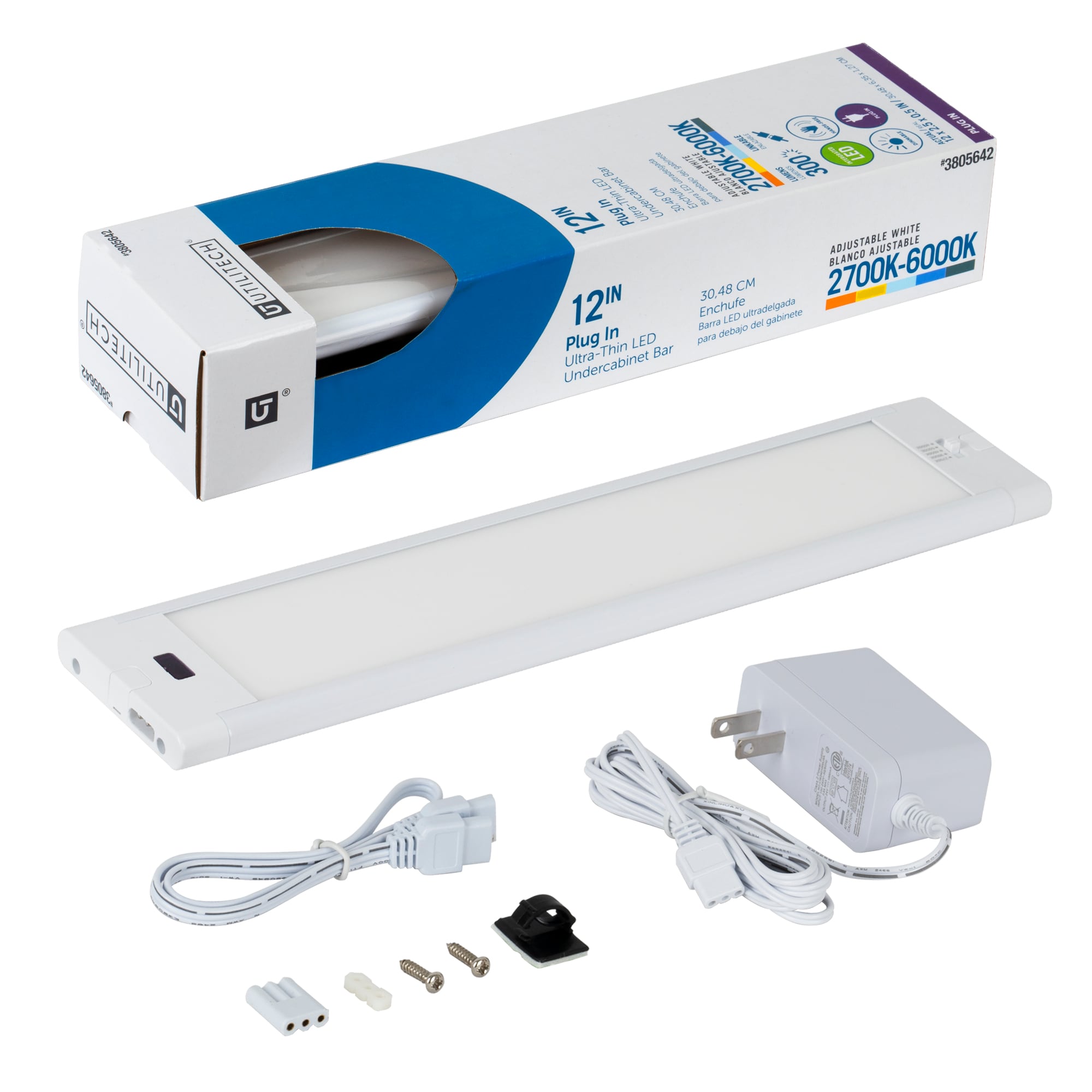 Utilitech 12-in Plug-In LED Under Cabinet Light Bar Motion Sensing Light in White | Z-UCL-2013-12IN