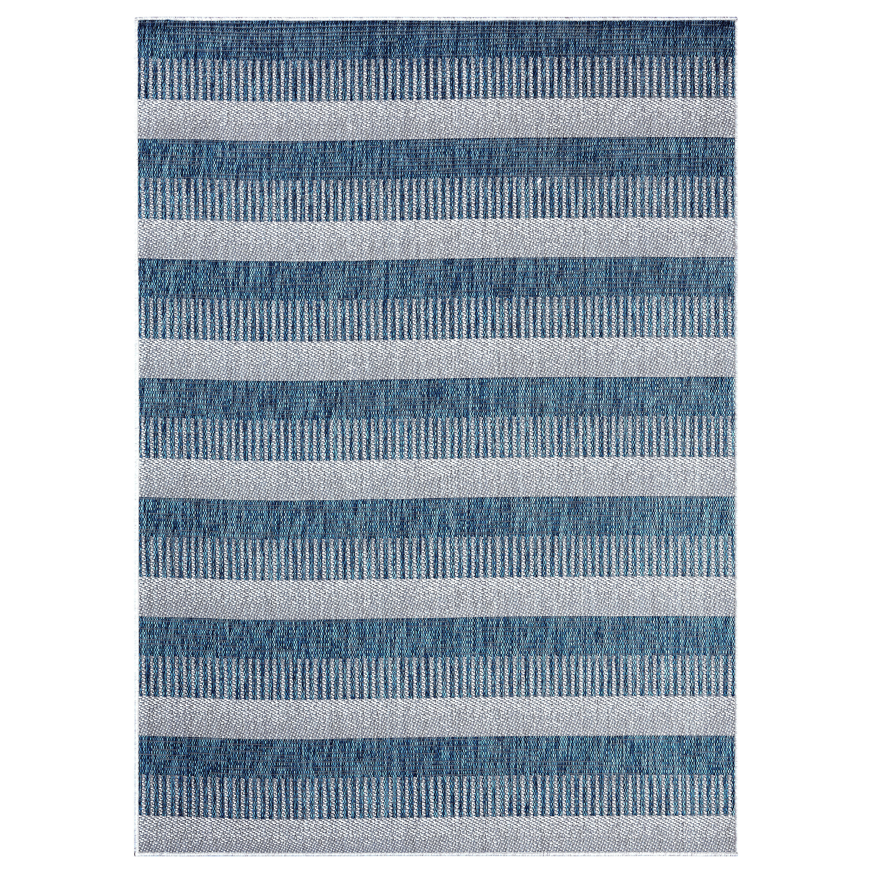 Nicole Miller 2-105-321 5 x 7 (ft) Loomed Polypropylene Aqua Rectangular Indoor/Outdoor Stripe Area rug