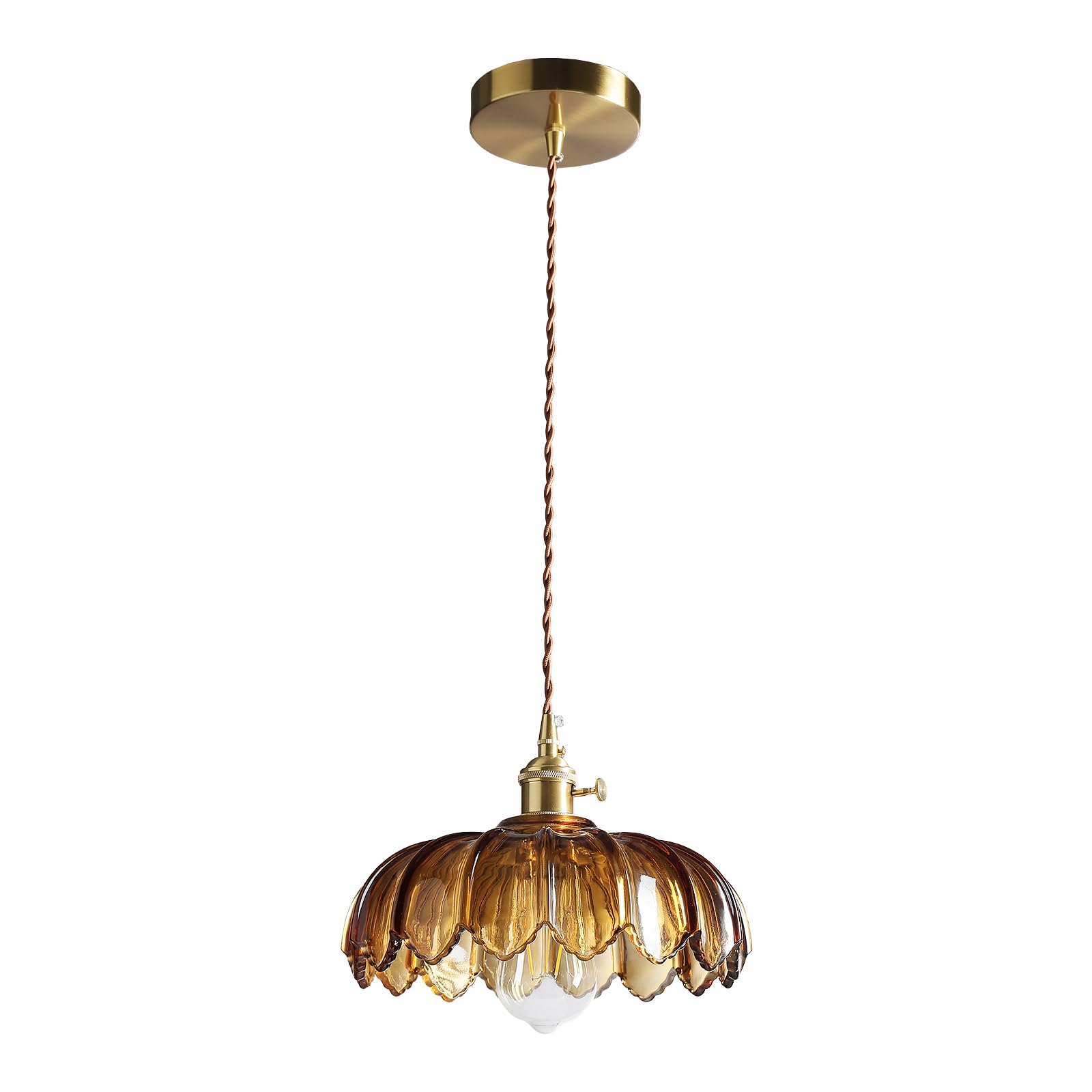 Aoibox  Amber Glass Pendant Light with Rotating Base Switch E26 Socket and Adjustable 10 67 in Cord for Kitchen
