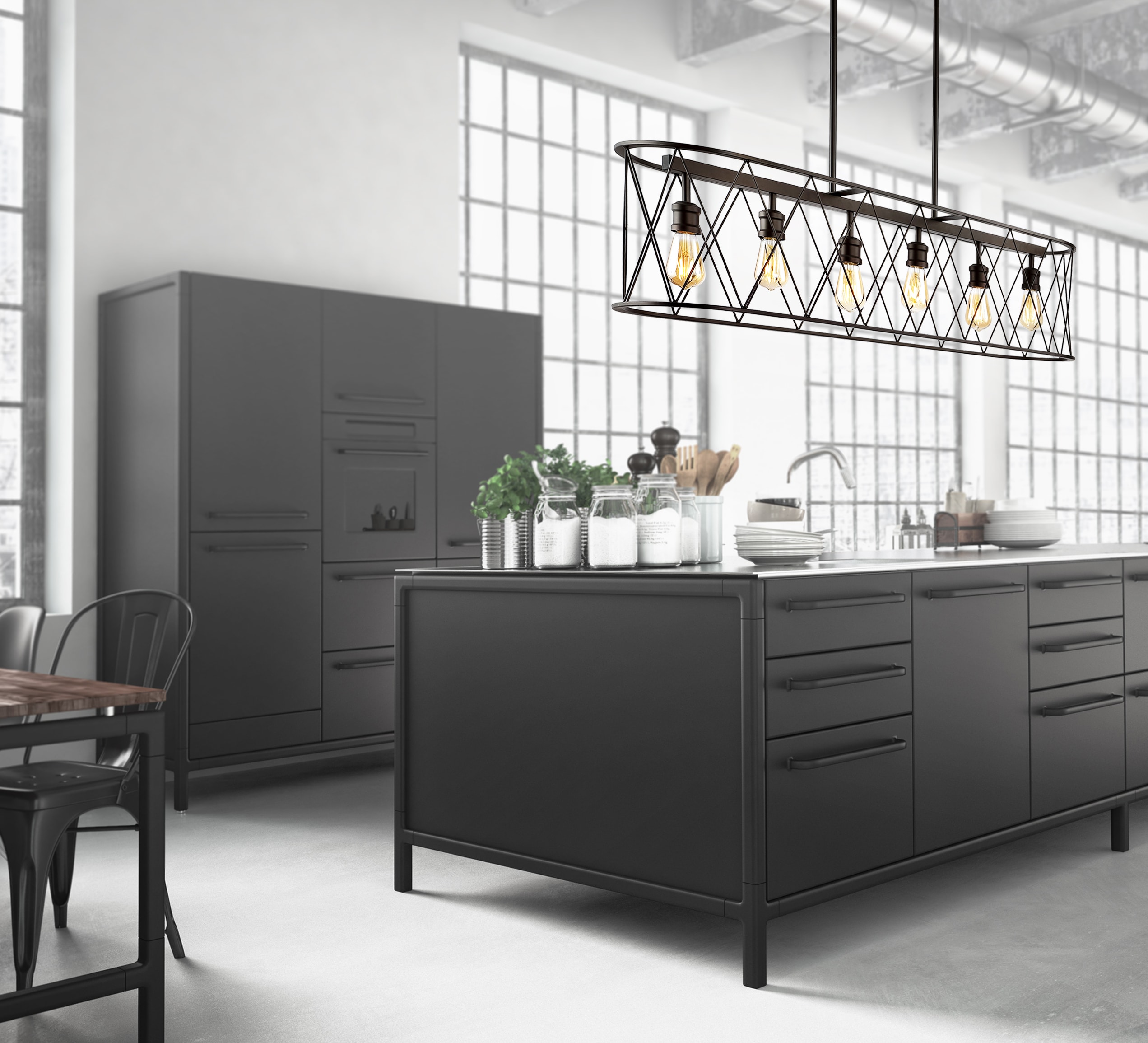 Marion 37.75" Oil-Rubbed Bronze Farmhouse LED Pendant