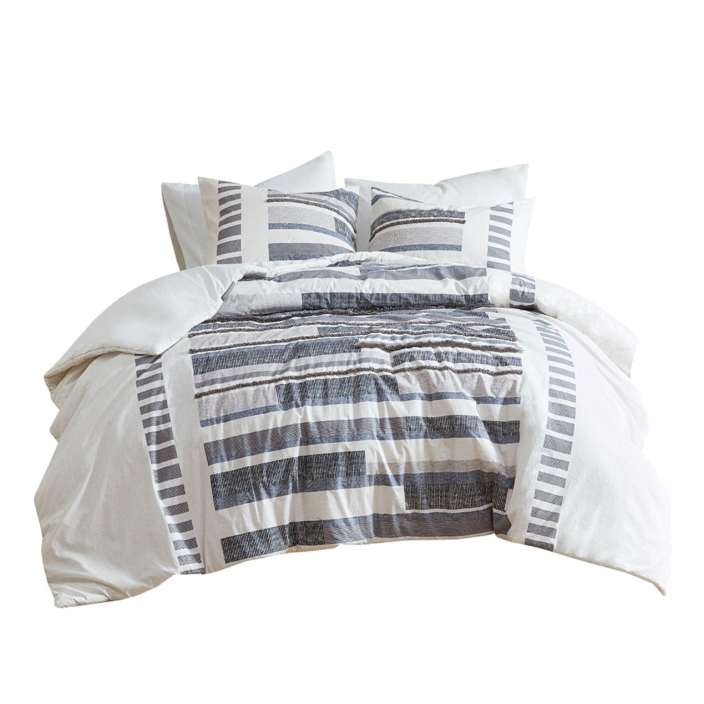 Gracie Mills GRACE-7121-21II Oconnor 3 Piece Boho Cotton Printed Duvet Cover Set with Trims