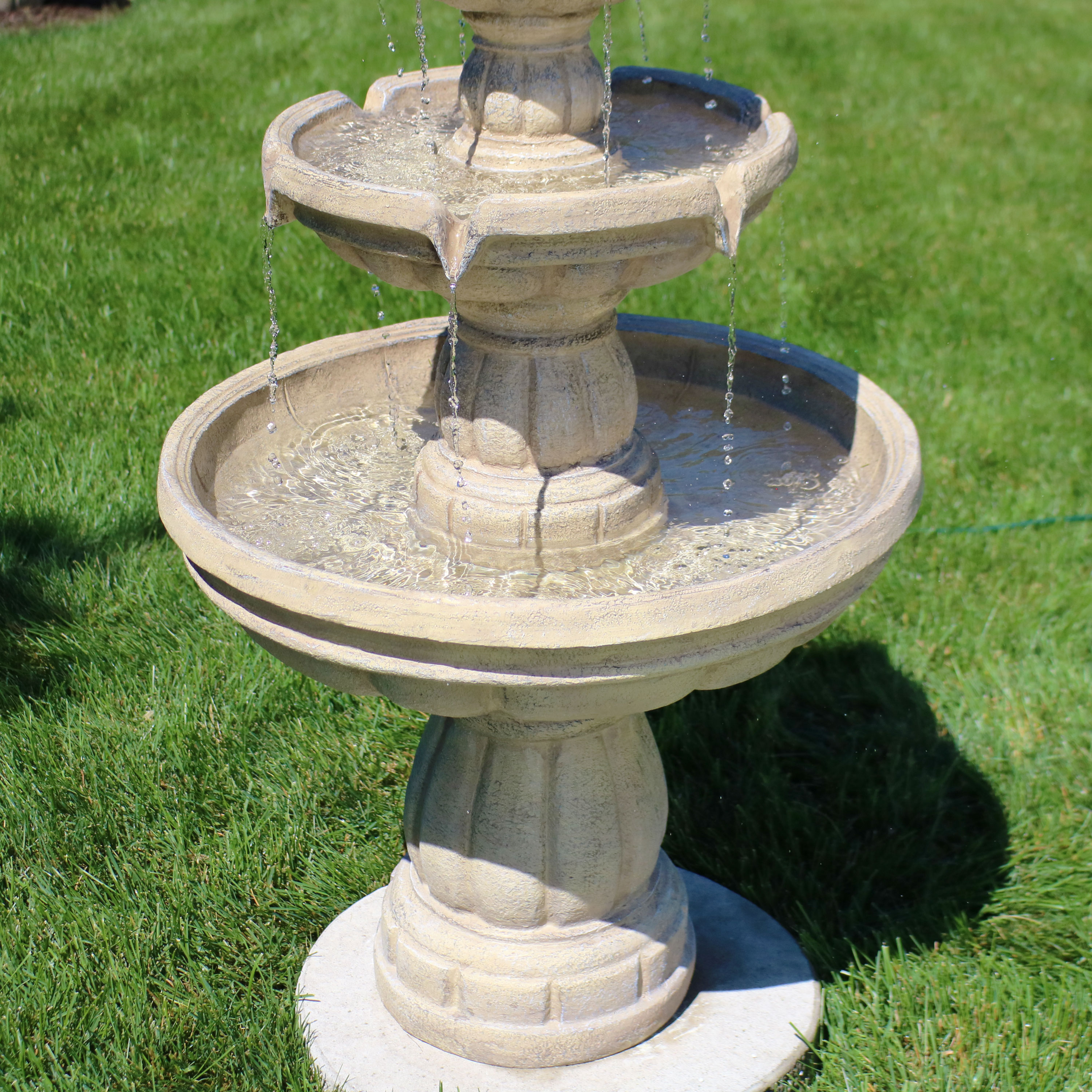 Sunnydaze Decor 48-in H Fiberglass Tiered Outdoor Fountain Pump ...