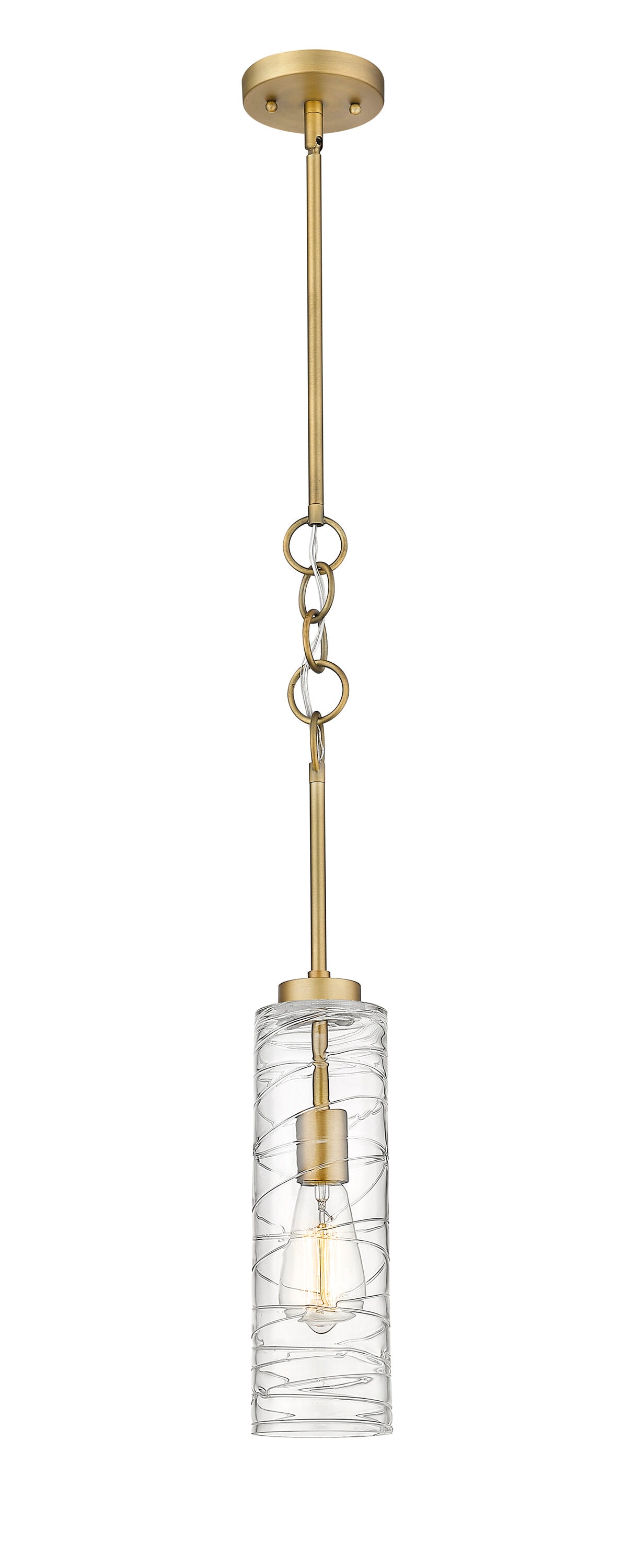 Innovations Lighting 380-1S-BB-G381-4CL Wexford Brushed Brass Traditional Clear glass Cylinder Medium Hanging Pendant light