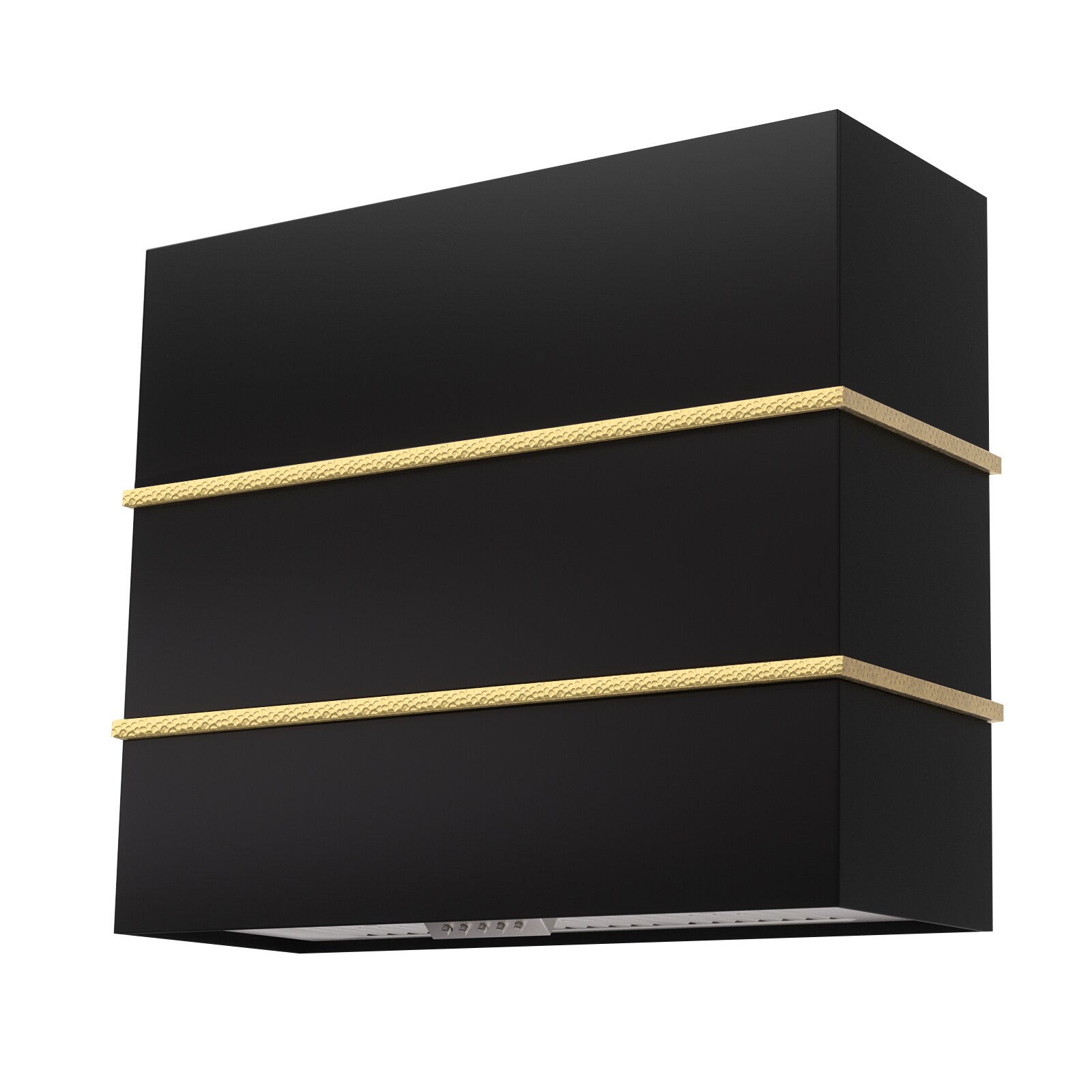 Akicon AK-HS36HC-JBG 36 inch Ducted 600-CFM Black with Gold Wall-Mounted Range Hood with Charcoal Filter