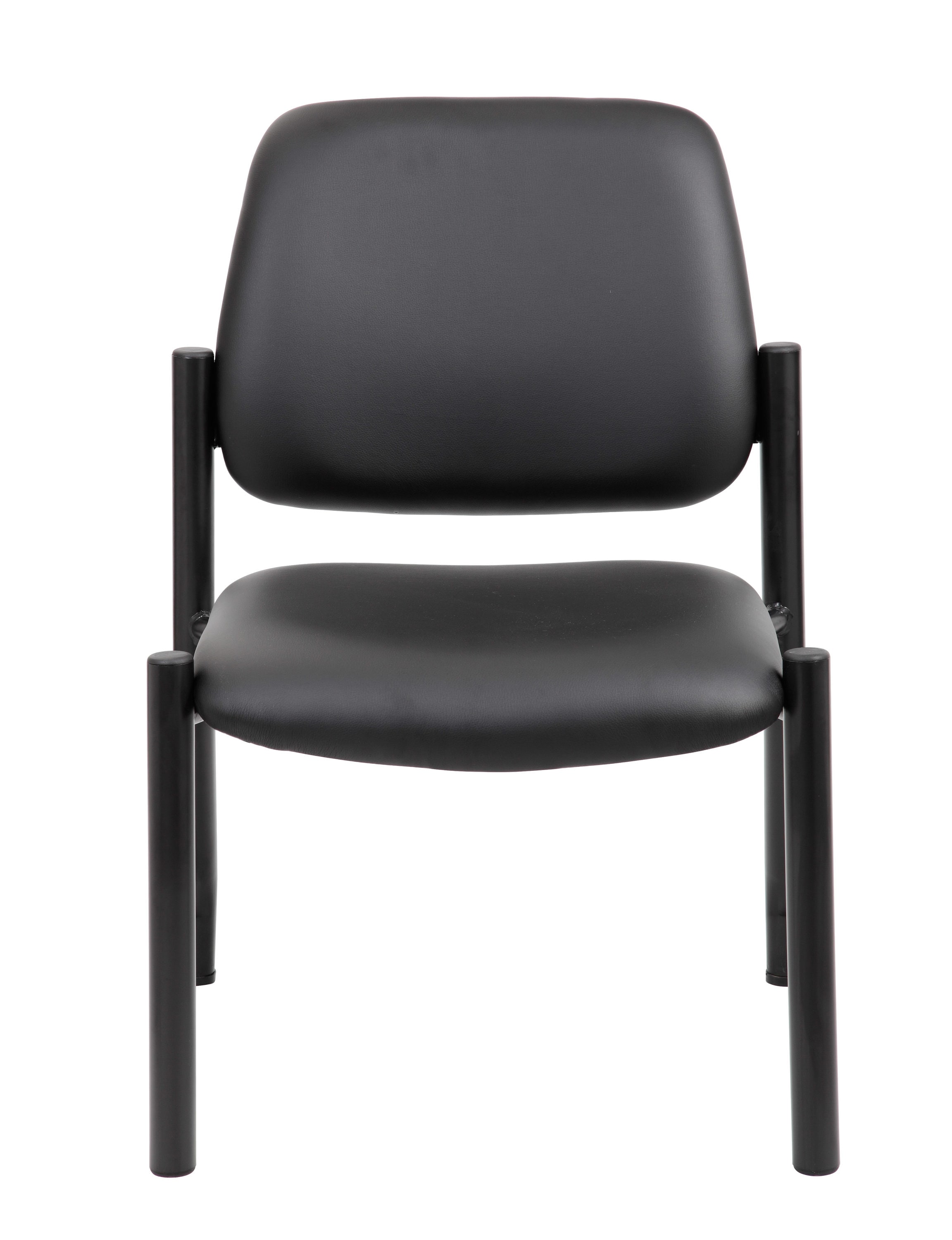Sleek Mid-Back Armless Guest Chair in Antimicrobial Black Vinyl