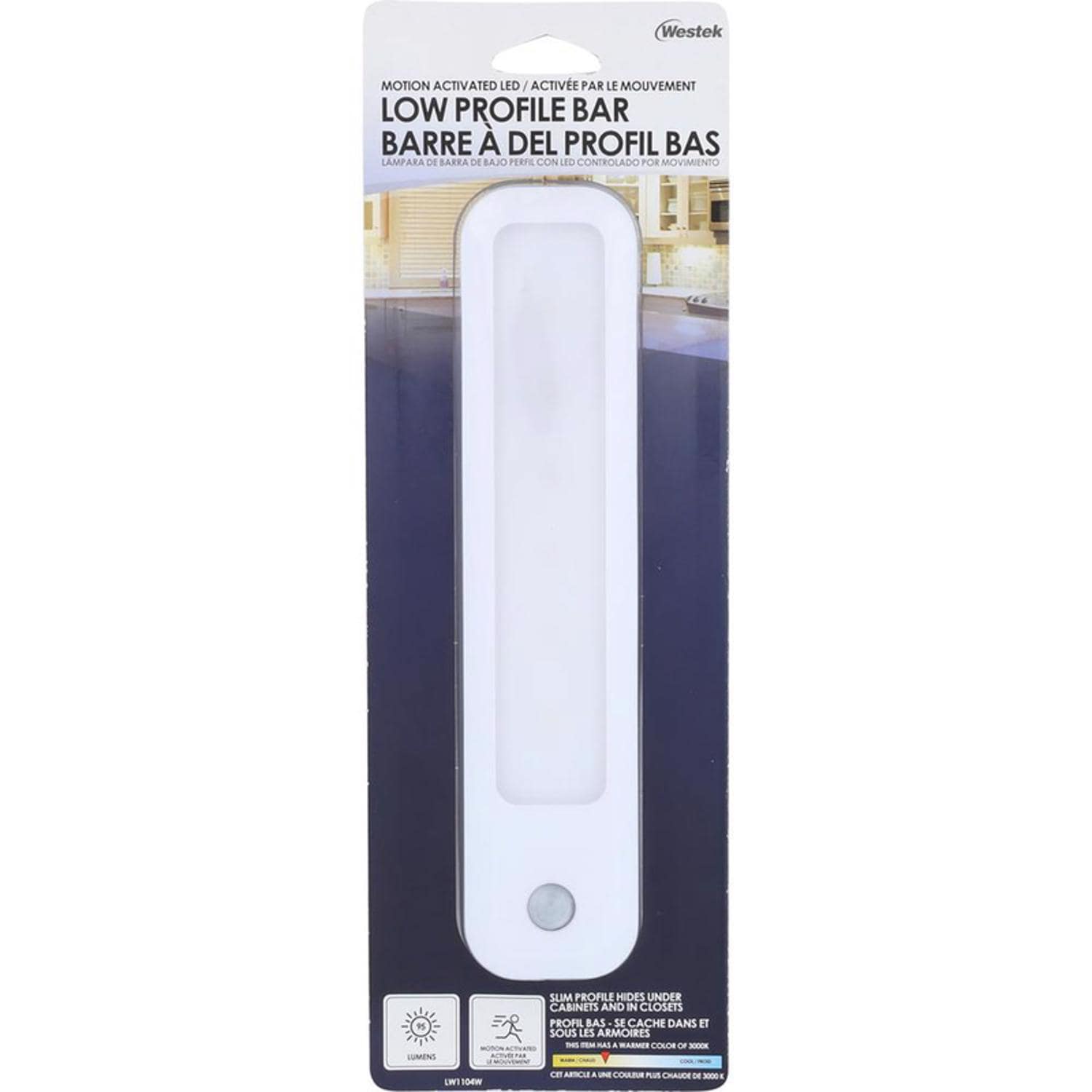Westek  8.5 in. L White Battery Powered LED Motion Light Bar 95 lm