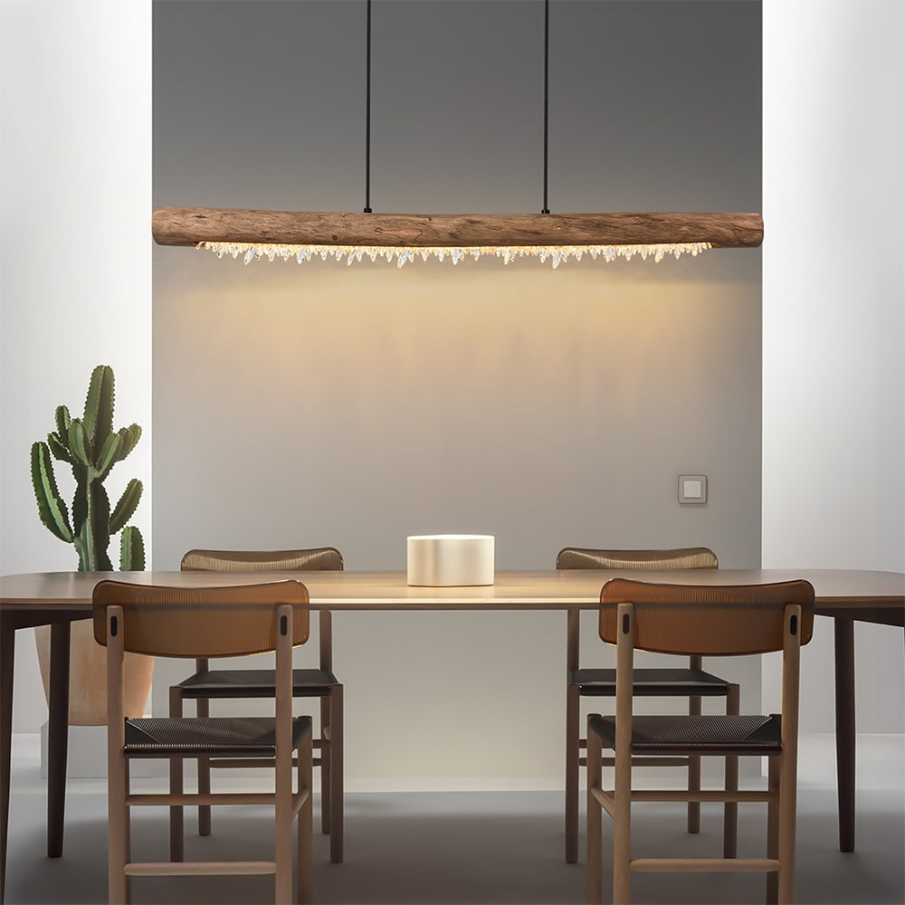 GoYeel ZP033 1 -Light Natural Farmhouse Linear Integrated LED Large Hanging Kitchen island light