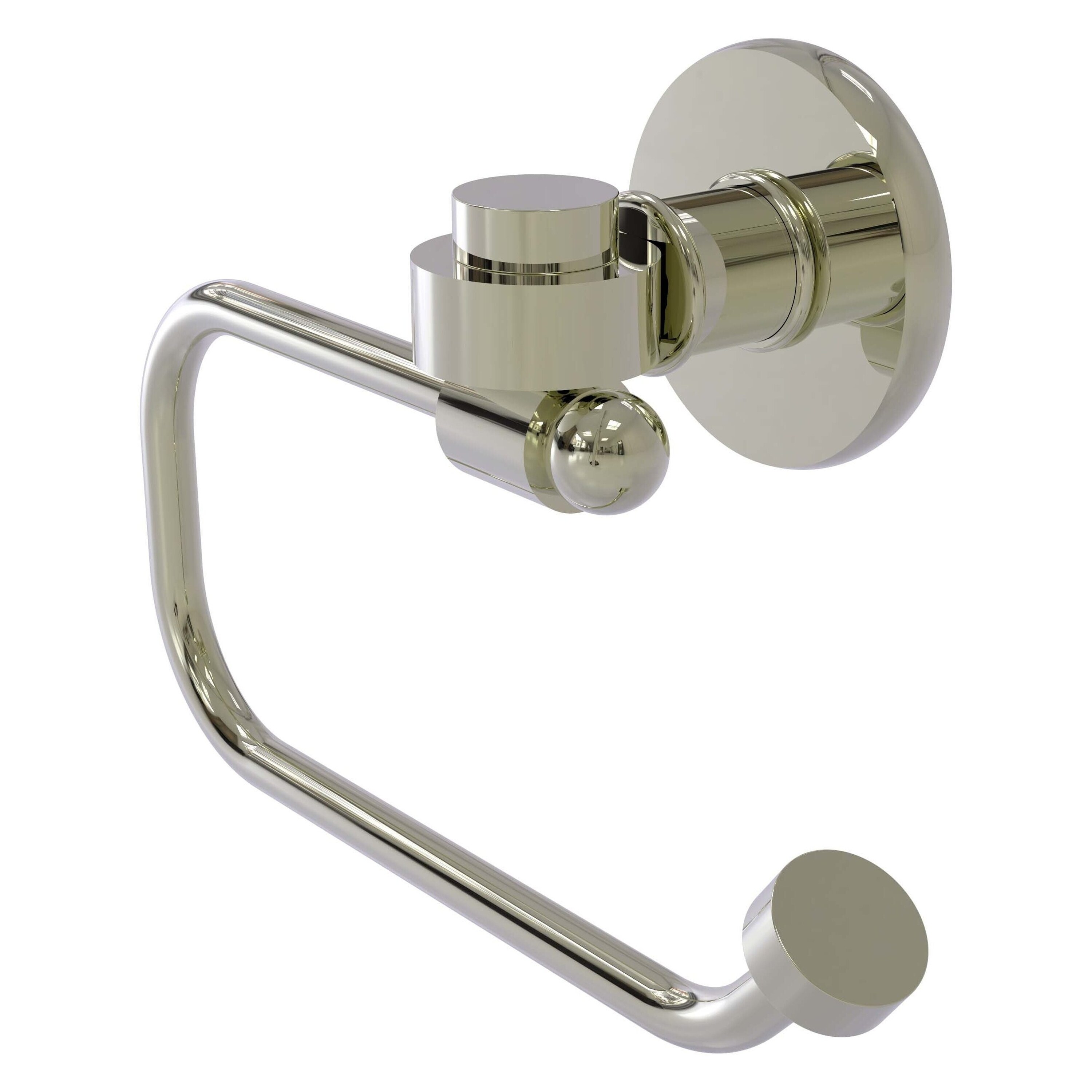 Allied Brass 2024E-PNI Continental Polished Nickel Wall mount Single post Toilet Paper Holder 1 -Rolls