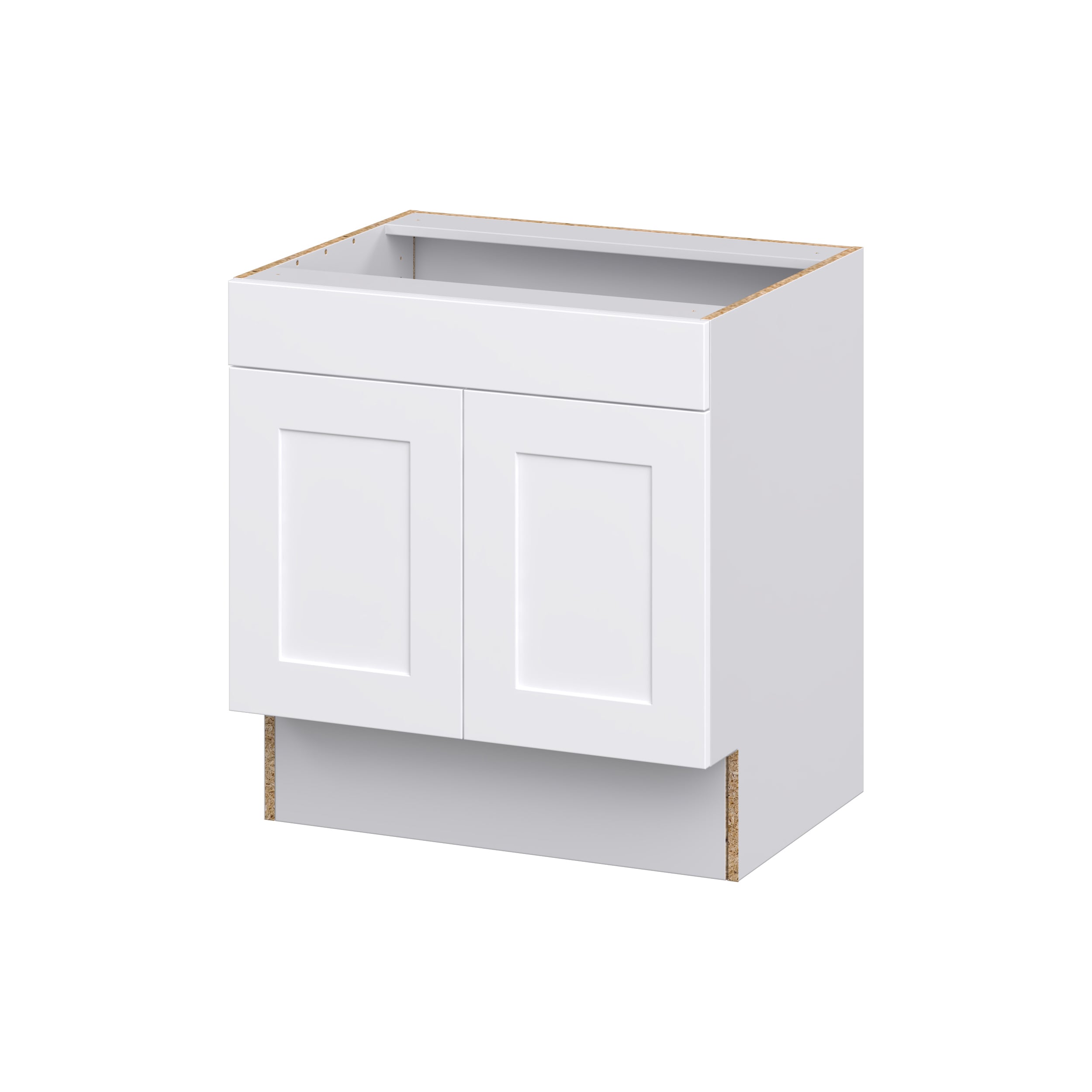 Hugo&Borg Riviera 30-in W x 32.5-in H x 24-in D Bright White Sink Base Fully Assembled Cabinet (Recessed Panel Shaker Style)