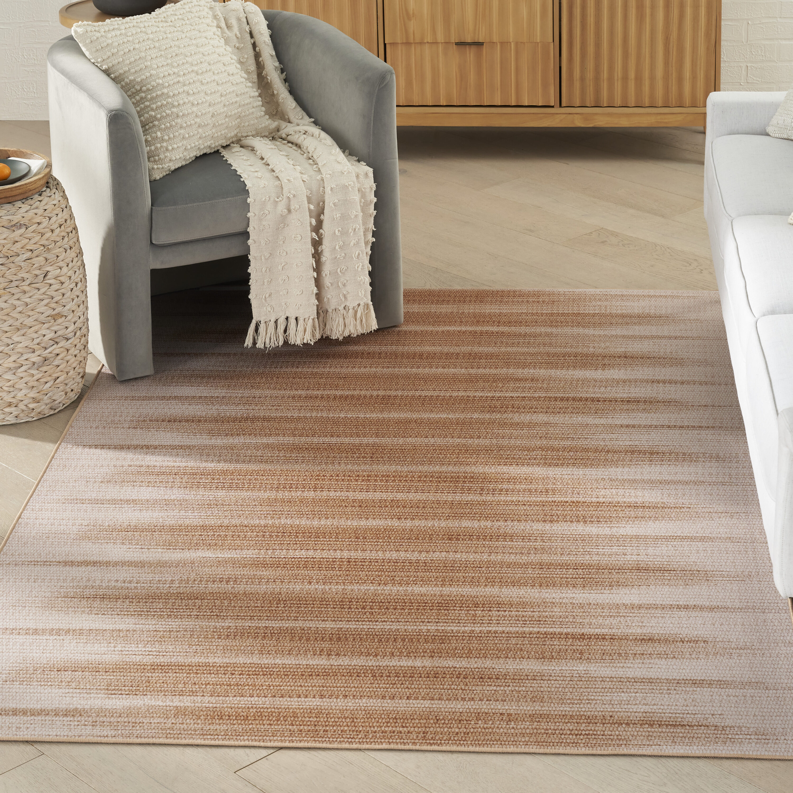 Nourison Home 099446931986 Vintage Home 5 x 7 (ft) Polyester Brown Rectangular Indoor Abstract Area rug