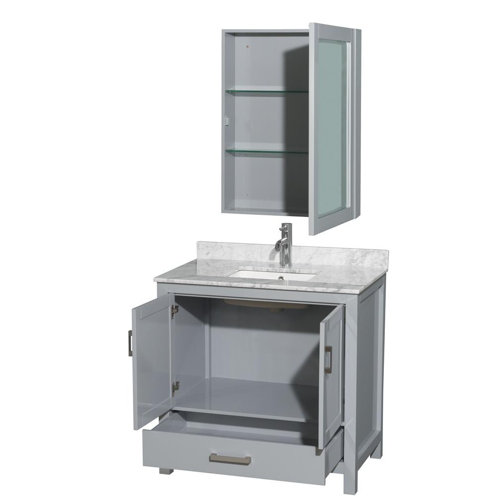 Wyndham Collection WCS141436SGYCMUNSMED Bath-Vanity-Combo - View #2