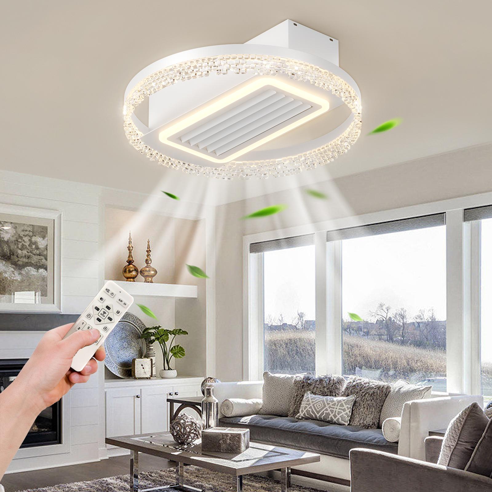 Bayfeve BFSHL-15175-CF 20-in Color-Changing Integrated LED Outdoor Flush Mount White with Bladeless Blades Bladeless Ceiling Fan With Light - Remote Included ( 1 -Blade )