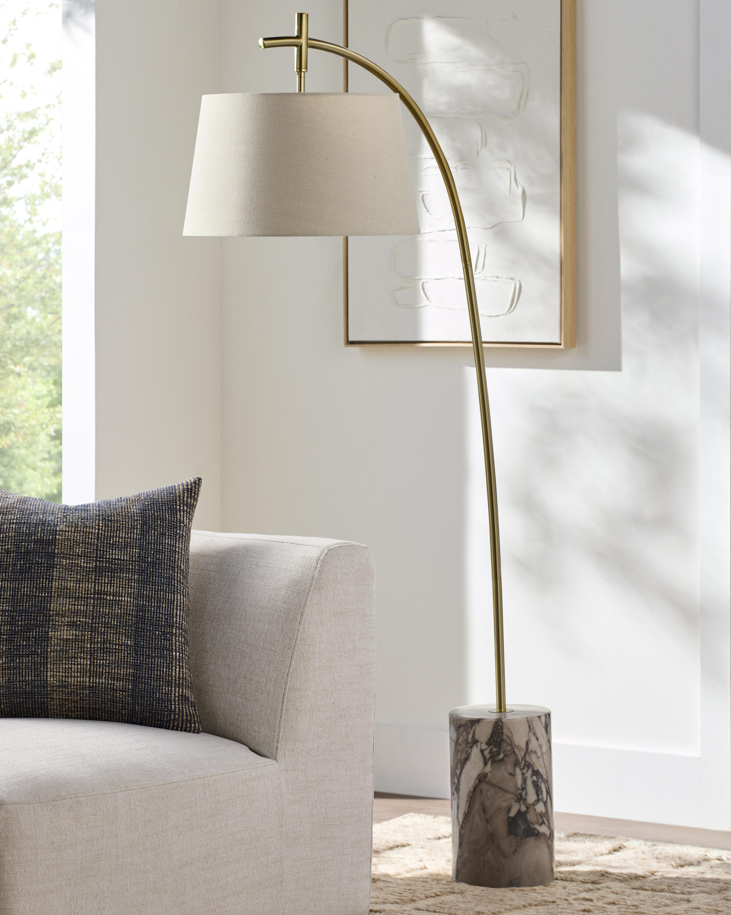 Livabliss Cadenza 75-in Brown/Metallic – Gold Standard Floor Lamp with Linen Shade Sansujyuku sansujyuku.com
