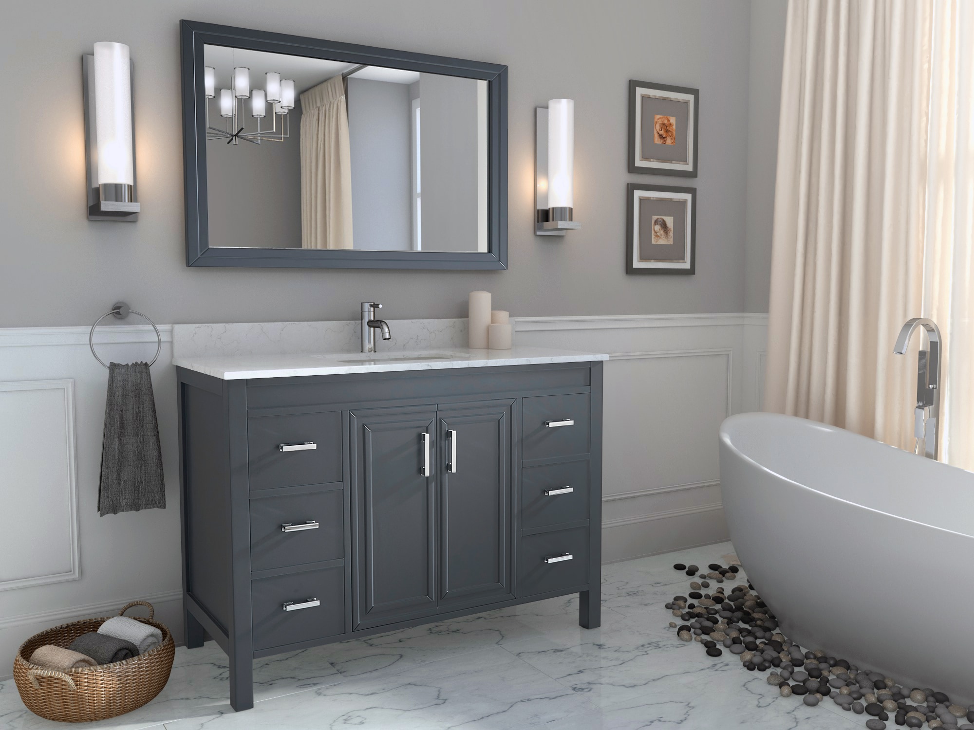 Spa Bathe Cora 48-in Pepper Gray Undermount Single Sink Bathroom Vanity ...