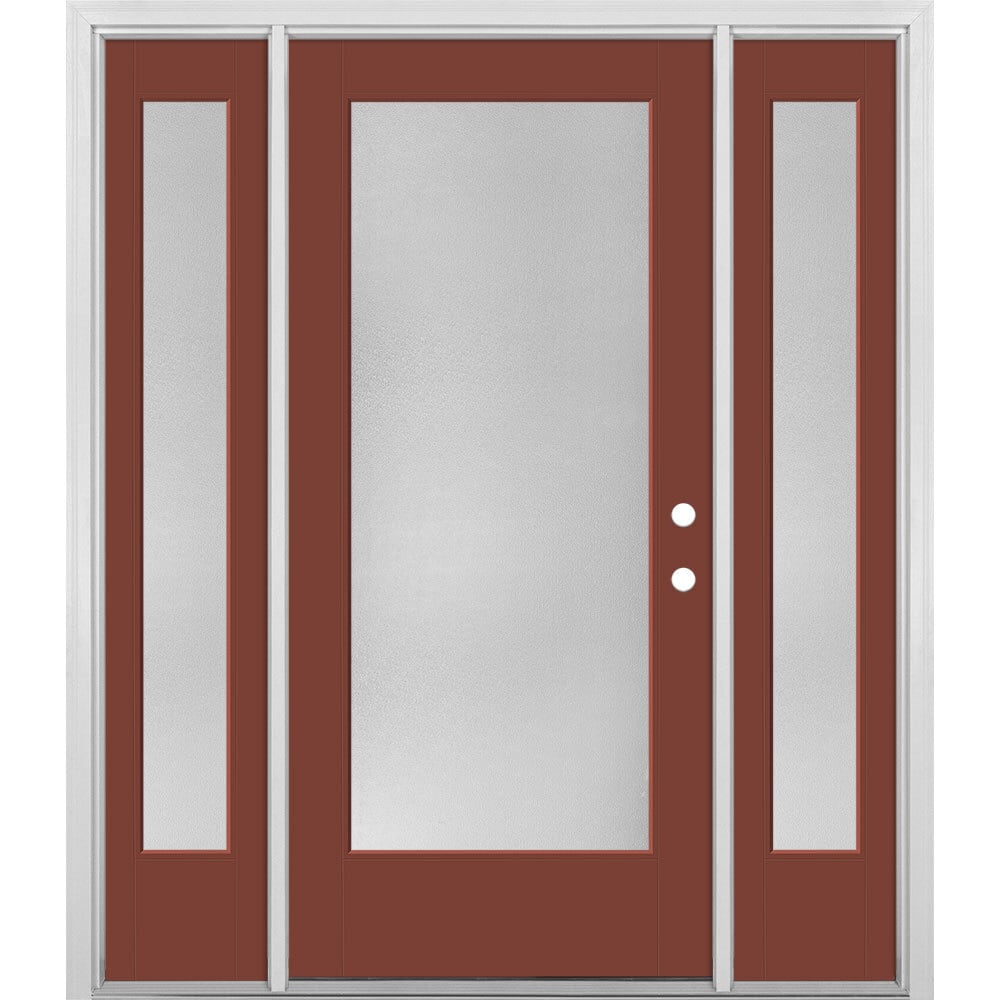 Masonite 1524021 VistaGrande Pear 60-in x 80-in x 4-9/16-in Fiberglass Full lite Left-hand inswing Fox Tail Painted Prehung Front Door with Sidelights with Brickmould Insulating core