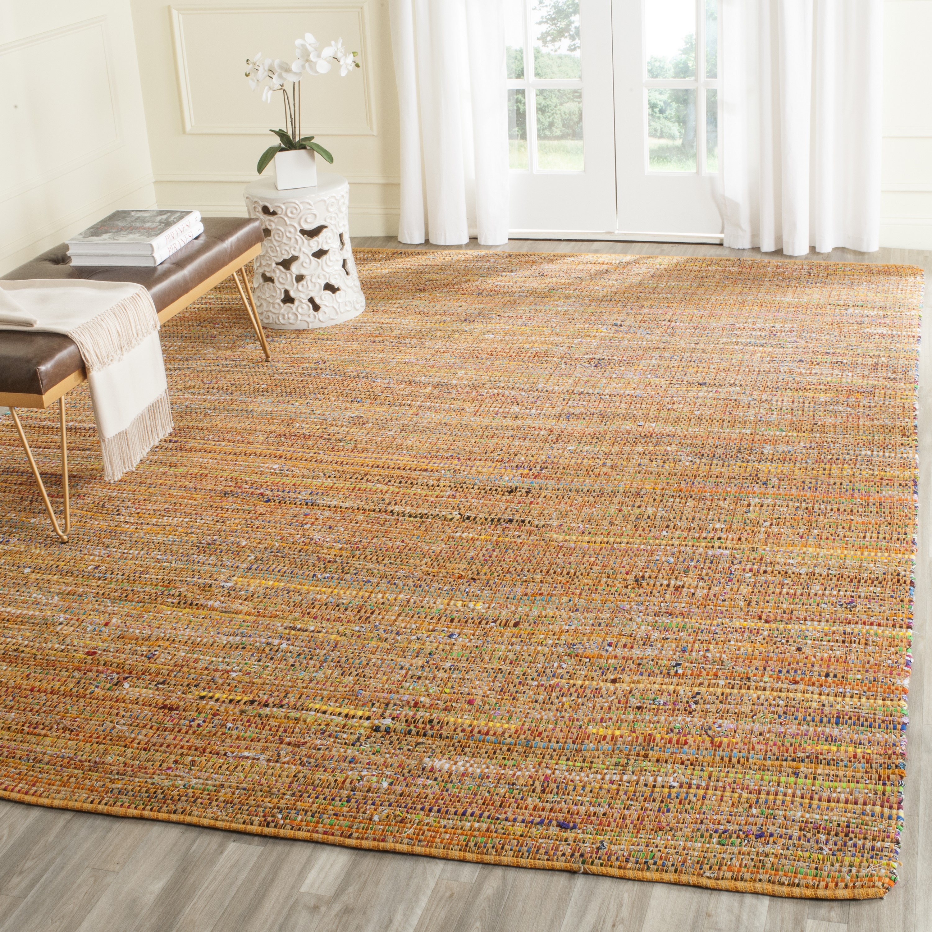 Safavieh NAN220D-8 Nantucket Harbor 8 x 10 (ft) Tufted Cotton Yellow Rectangular Indoor Abstract Coastal Area rug