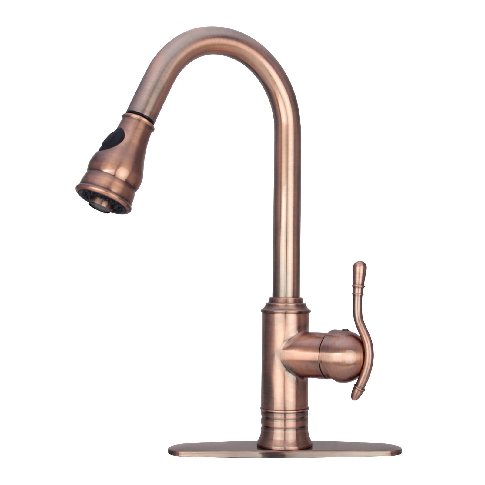 Akicon AK96415-AC Antique Copper Single Handle Deck-mount Pull-down Kitchen Faucet ( Deck Plate Included )
