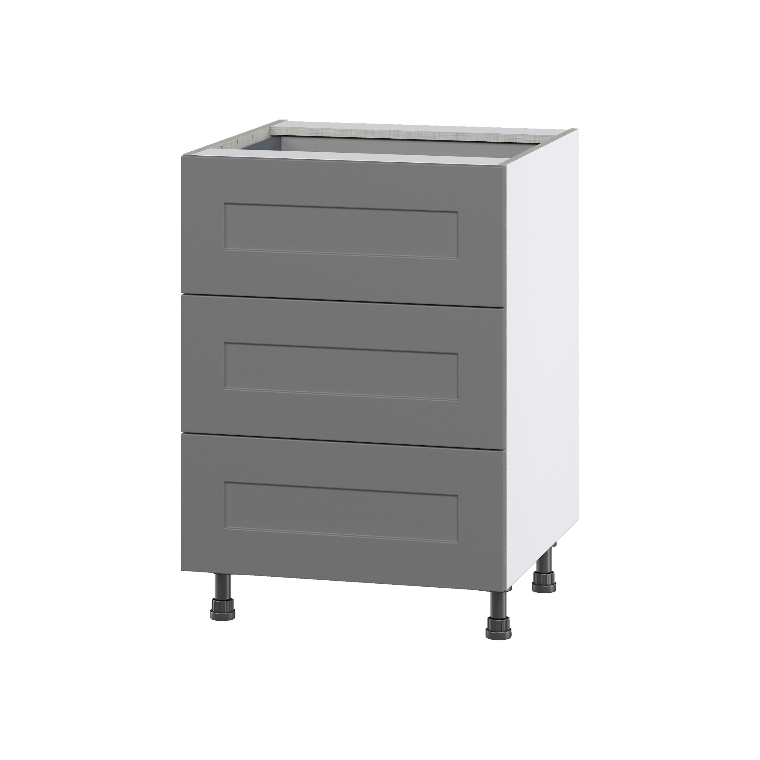 Hugo&Borg Beaumont 36-in W x 34.5-in H x 24-in D Slate Gray 3-Drawer Base Fully Assembled Cabinet