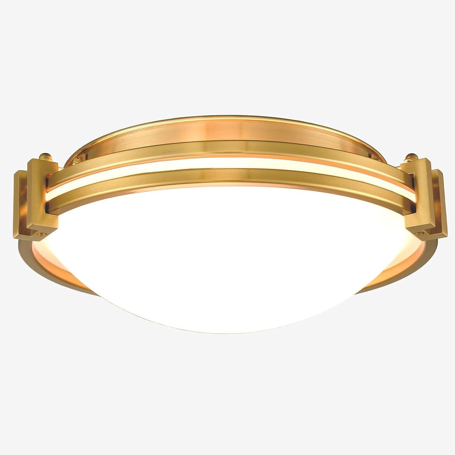 Claxy TY-B7146-2CU-J Tiffany 1 -Light 12.2-in Brushed Gold Flush Mount Light