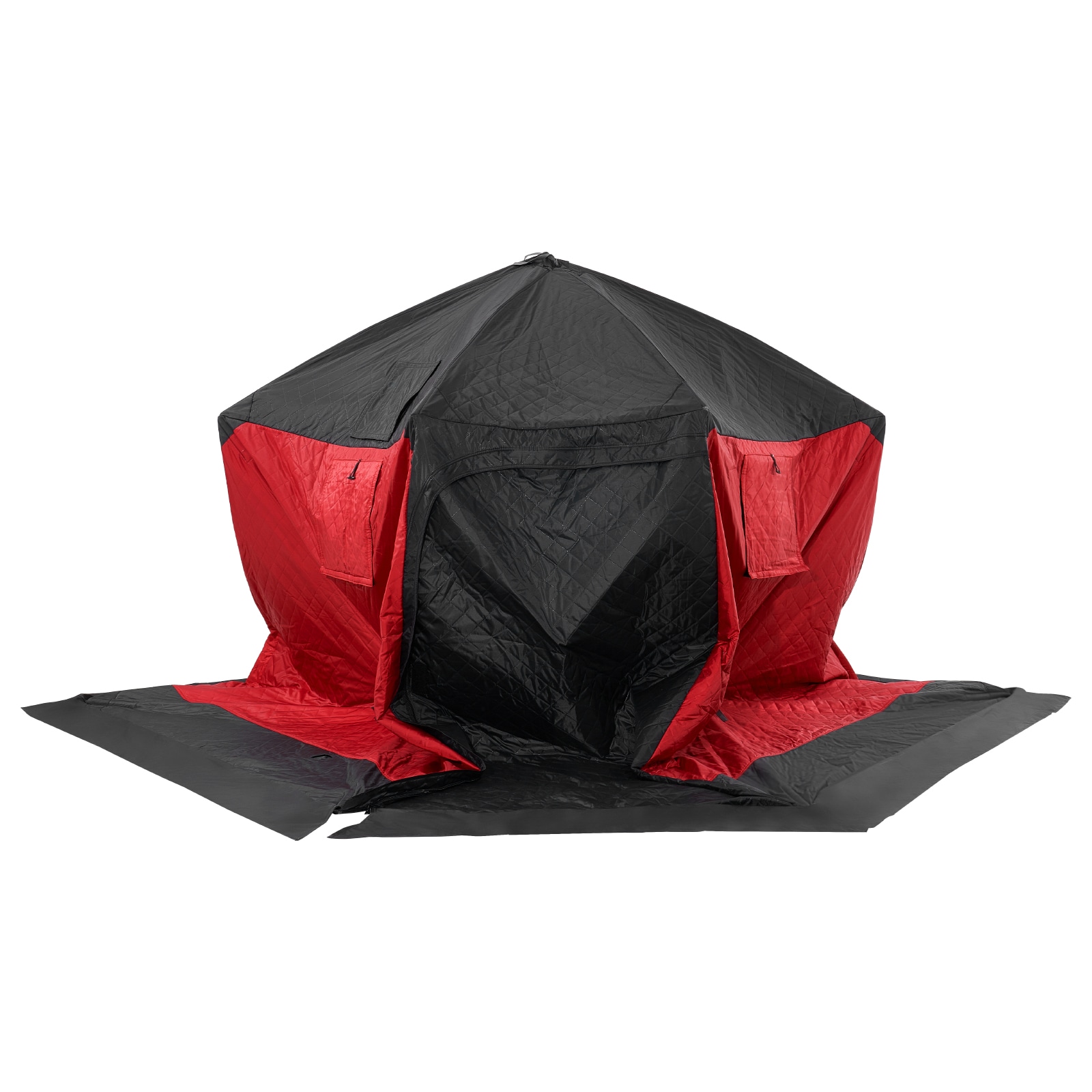 VEVOR Portable Ice Shelter 4-6 Person Insulated Pop-Up Ice Fishing Tent 50 Square Feet Fishable Area Thermal Ice Shanty for Winter Fishing Ice Cube with Anchors Ropes Carrying Bag 130inx130in