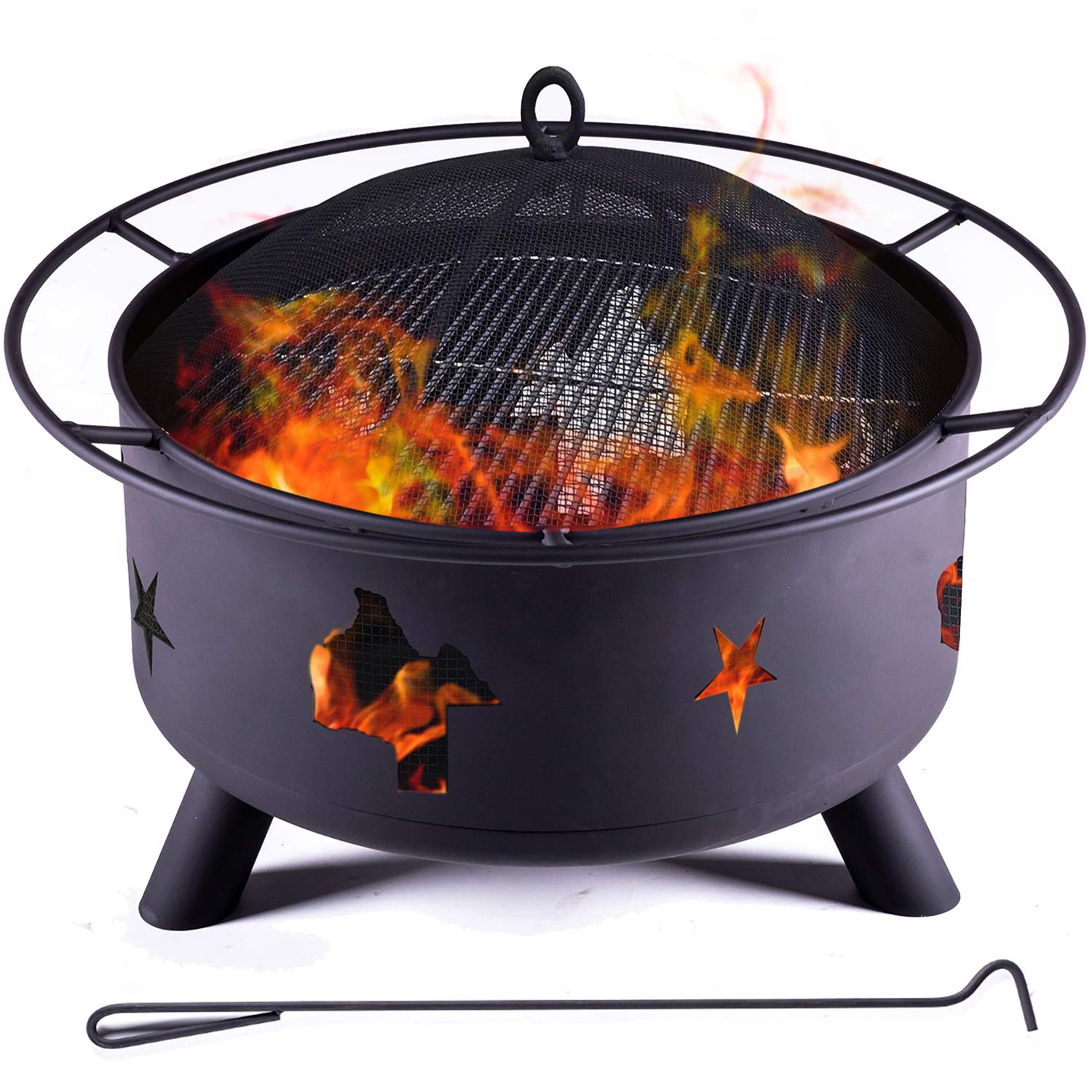 Fire Pit With Bbq Grill, Large Round Fire Pit Cover