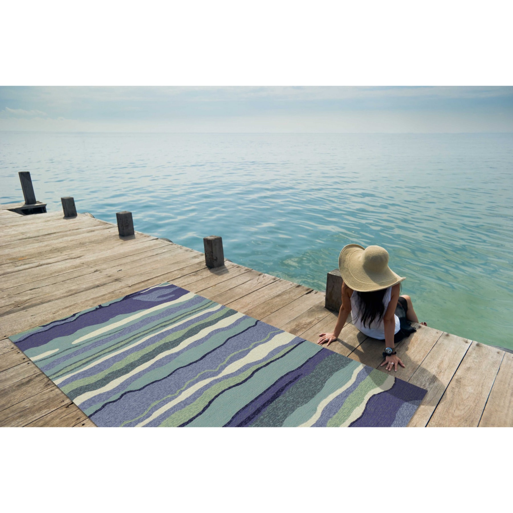 HomeRoots 353836 Bernadette 3 X 5 (ft) Rag Blue Teal Indoor Abstract Area Rug