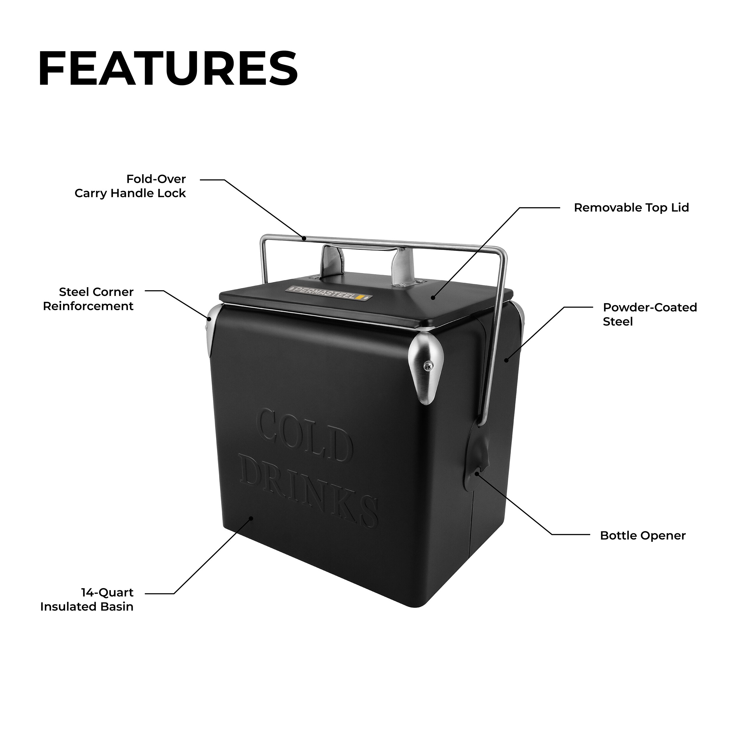 Permasteel PS-205-14QT-BK Portable-Coolers - View #5