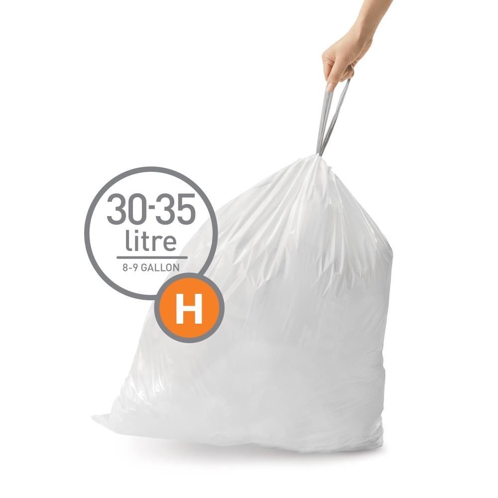 Home Zone Living 7.9 gal. 60-Count Code 30R Kitchen Trash Bags with Drawstring Handle, White