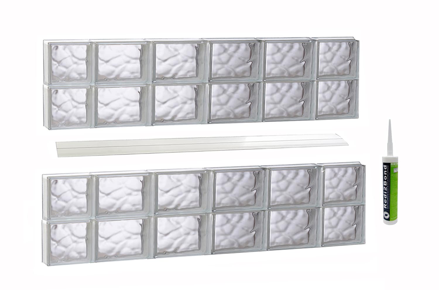 REDI2SET S4426DC Wavy Glass 42-1/2-in x 25-in Frameless Replacement Glass Block Window