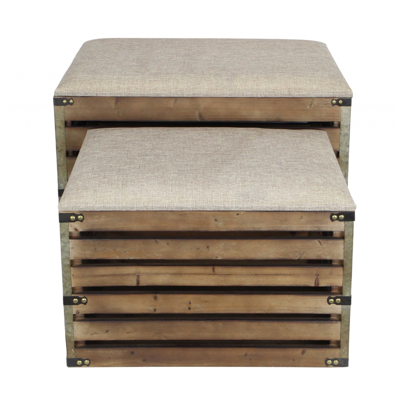HomeRoots 4000379835 Modern Brown Storage Bench 24-in x 14-in x 17.5-in