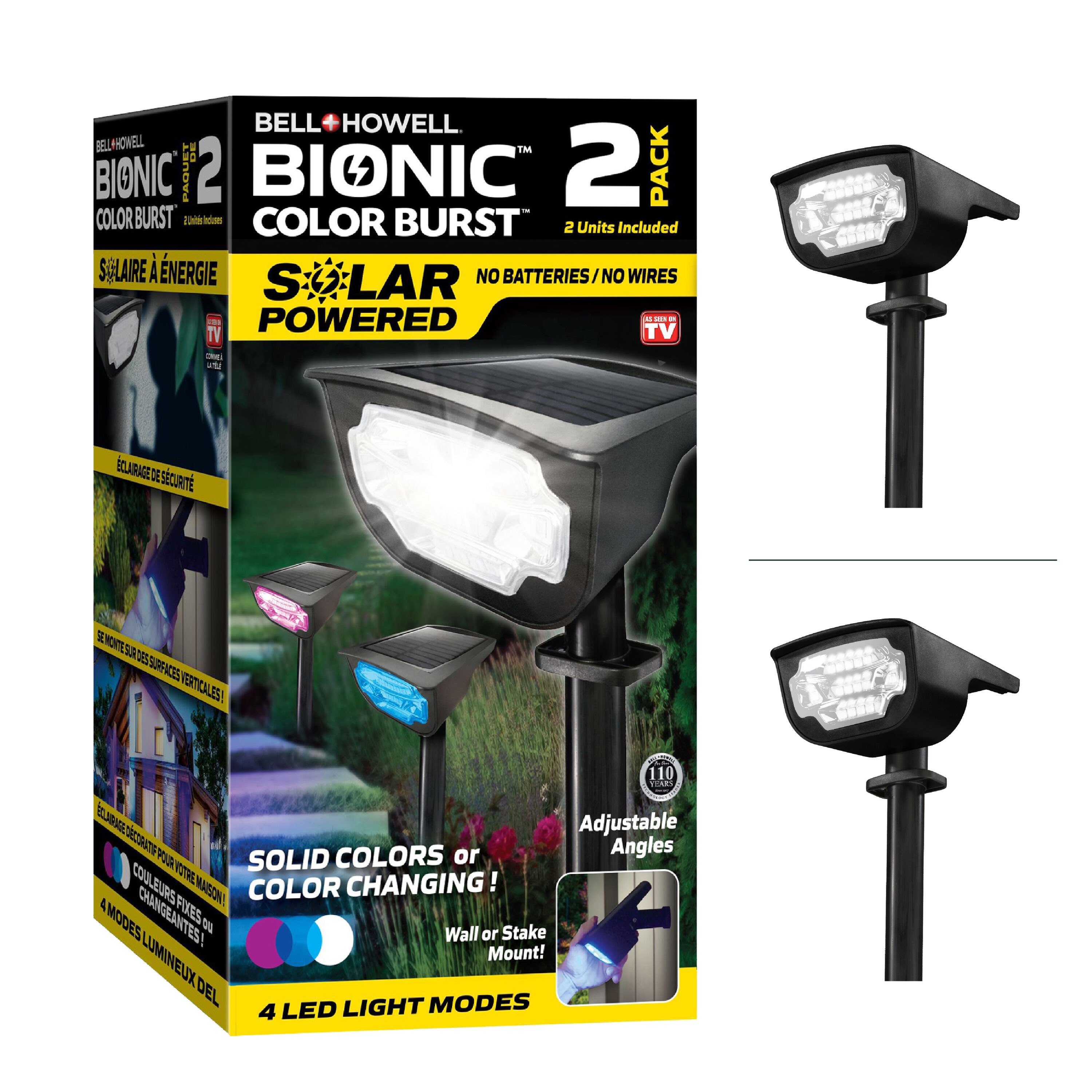 BELL + HOWELL 2-Pack Bionic Lighting 44-Lumen 0.5-Watt Black Solar 