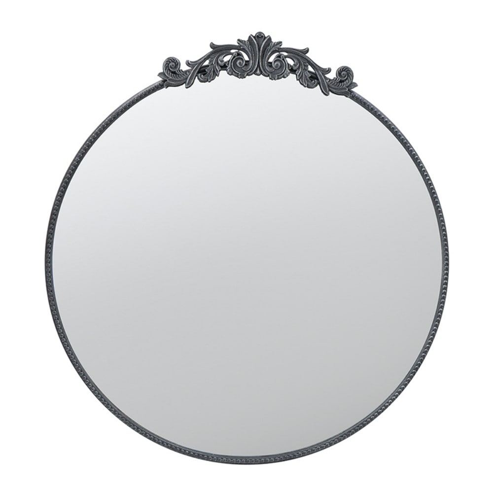 Siavonce XH24103 36-in W x 39-in H Round Black Framed Full Length Wall Mirror