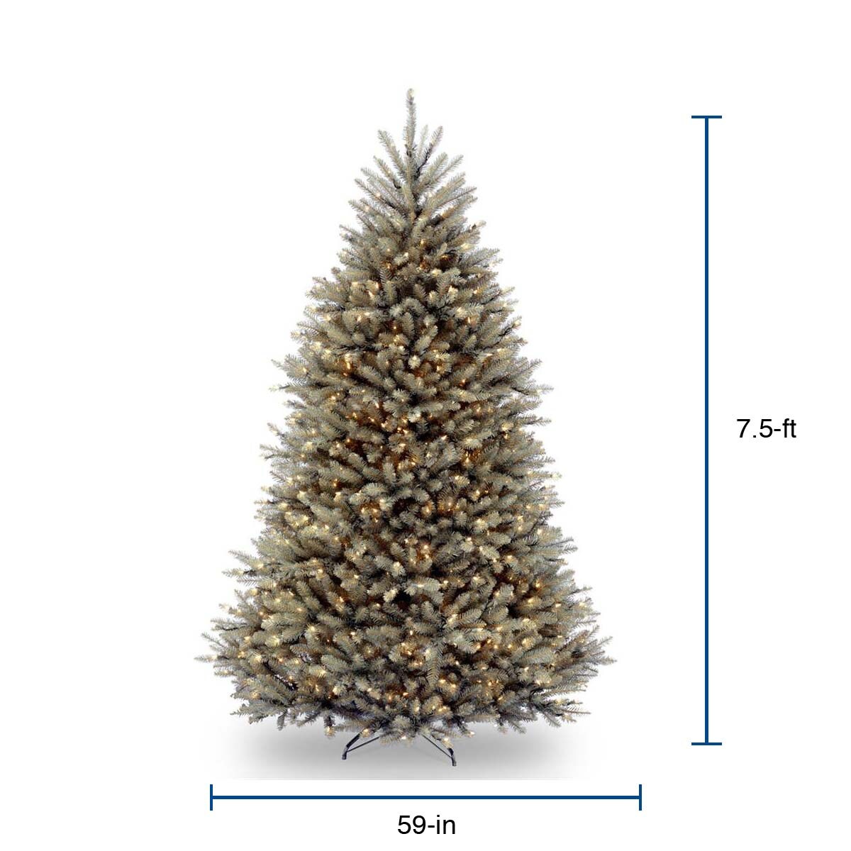 National Tree Company 7.5-ft Pre-Lit Blue Artificial Christmas Tree ...