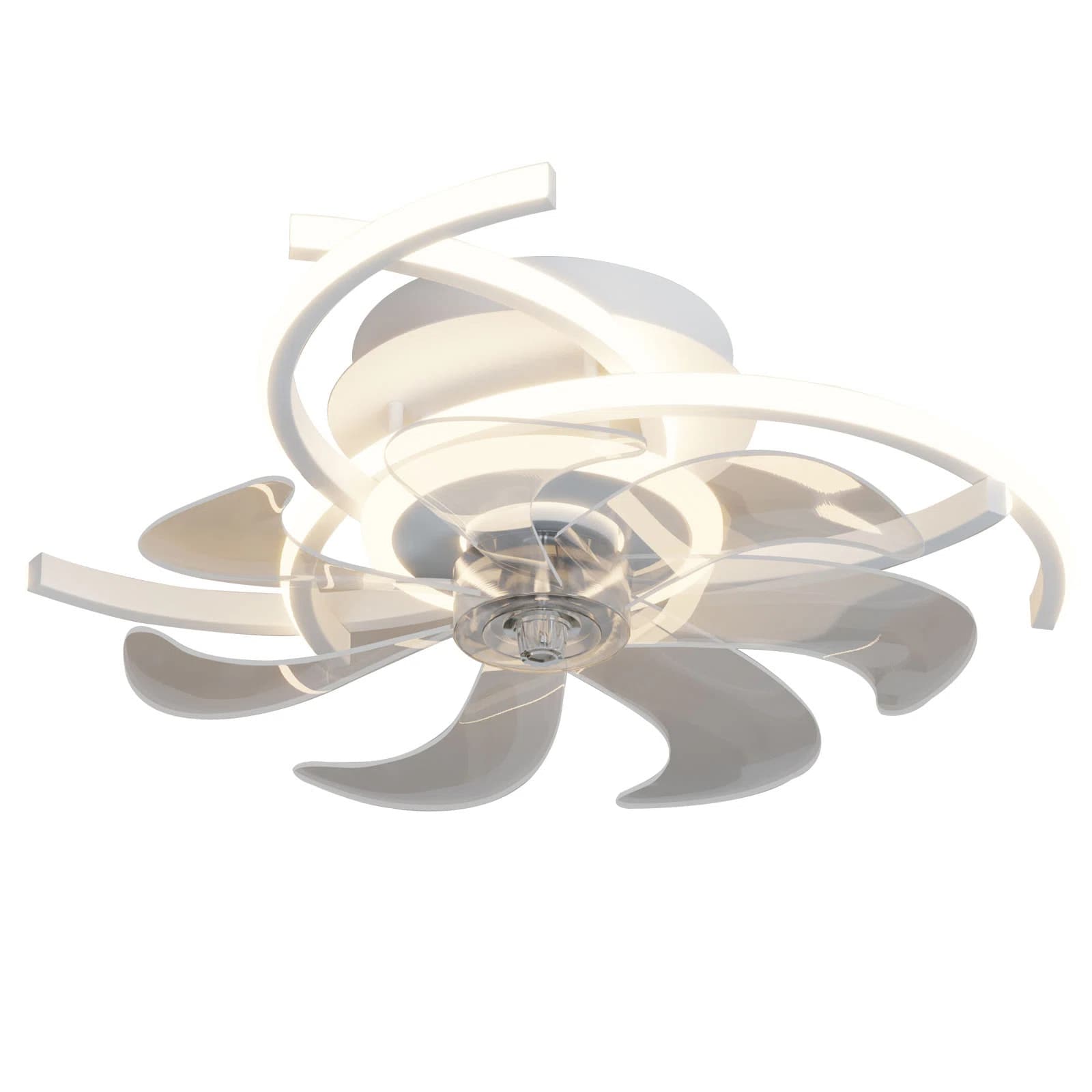 Yardreeze GHHCF056WH0407 20.5-Inches White with ABS Blades Color-Changing Integrated LED Fixture Indoor Flush mount Fandelier Ceiling Fan With Light and Remote ( 7 -Blade)