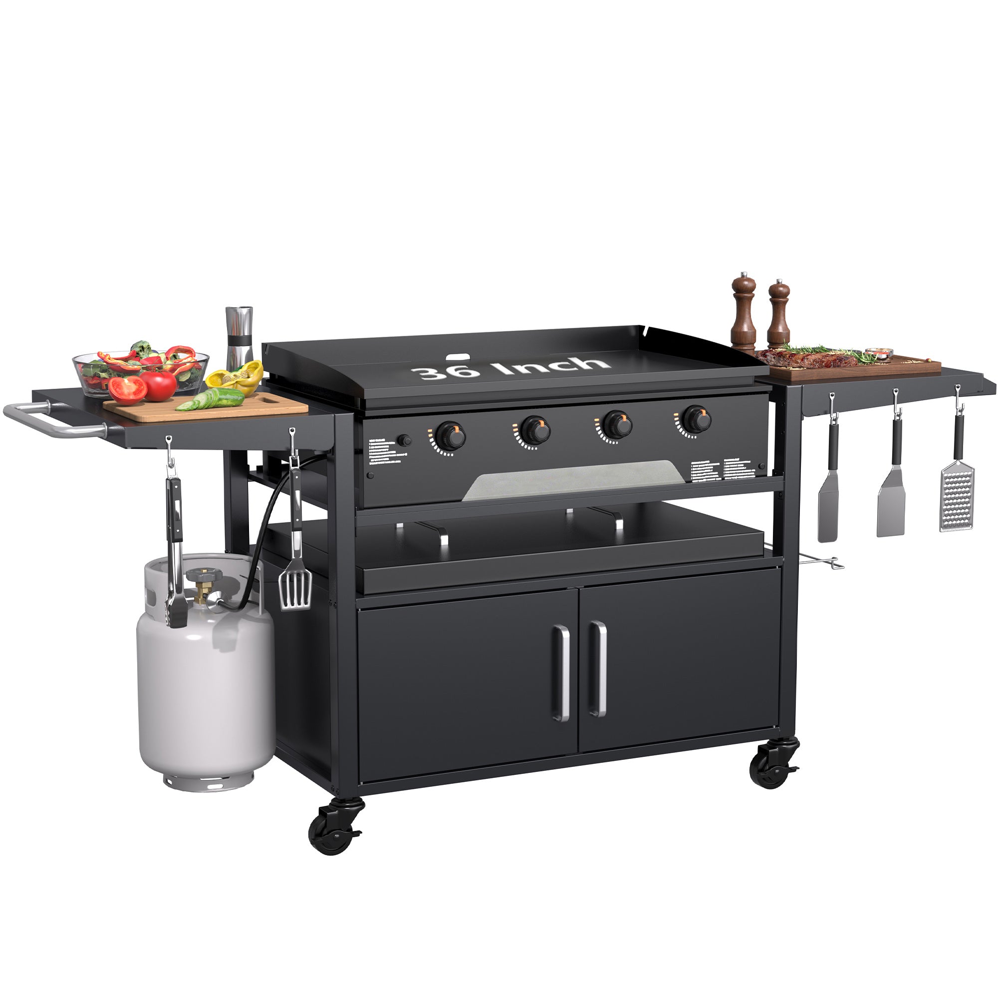 GDLF - Grill Table for Blackstone 28-in or 36-in Portable Griddle Stand with Storage Cabinet Outd...