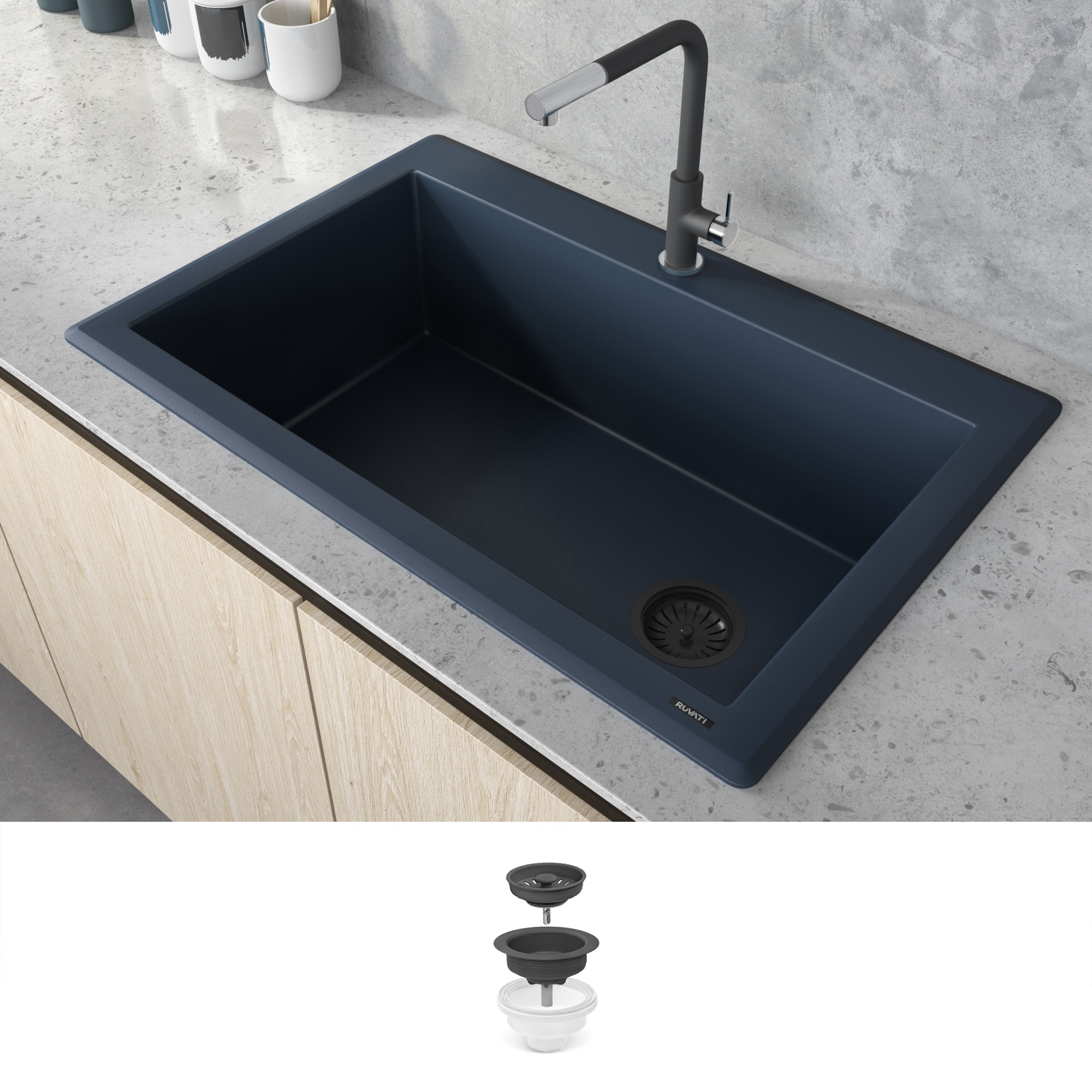 Ruvati RVG1033LU epiGranite Drop-in 32.5-in x 22-in Granite Single bowl Kitchen Sink