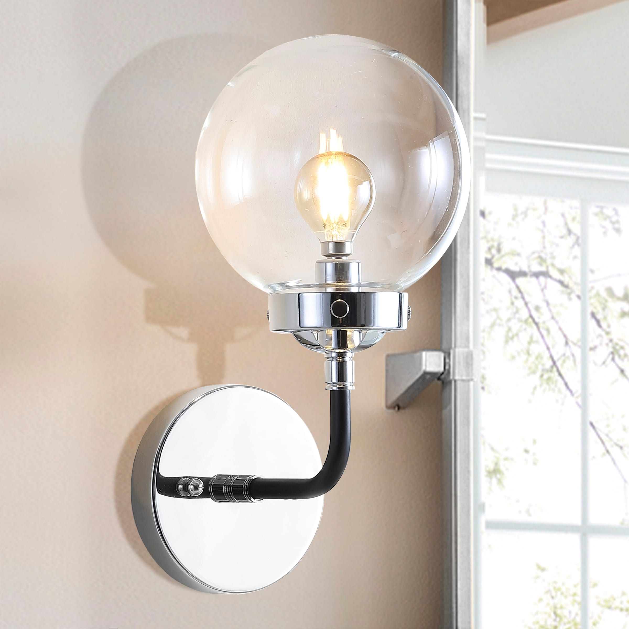 JONATHAN  Y JYL9056A Caleb Iron/Glass Transitional 6-in 1 -Light Polished Chrome Modern/contemporary Vanity light