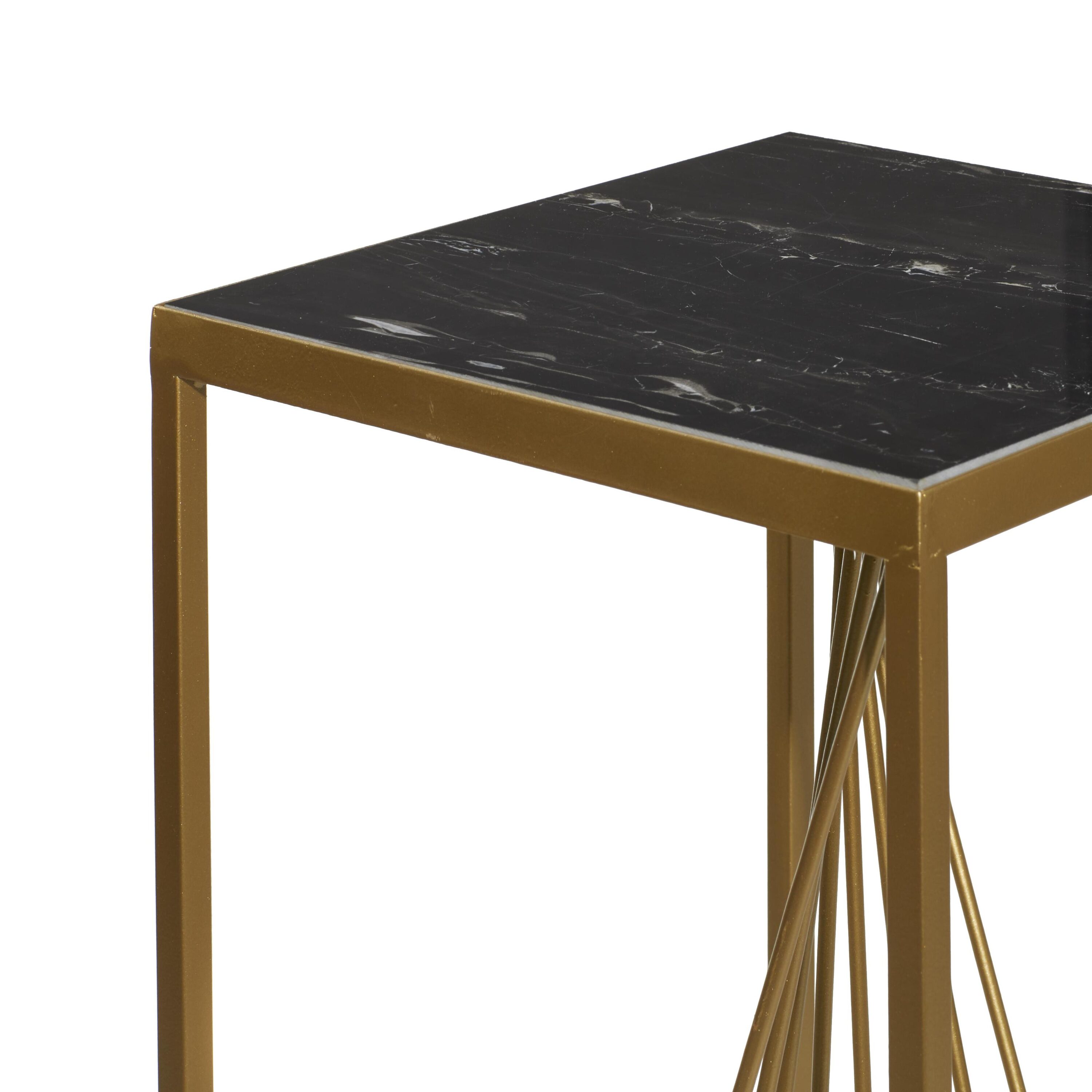 Set of 2 Gold and Black Marble Display Stands