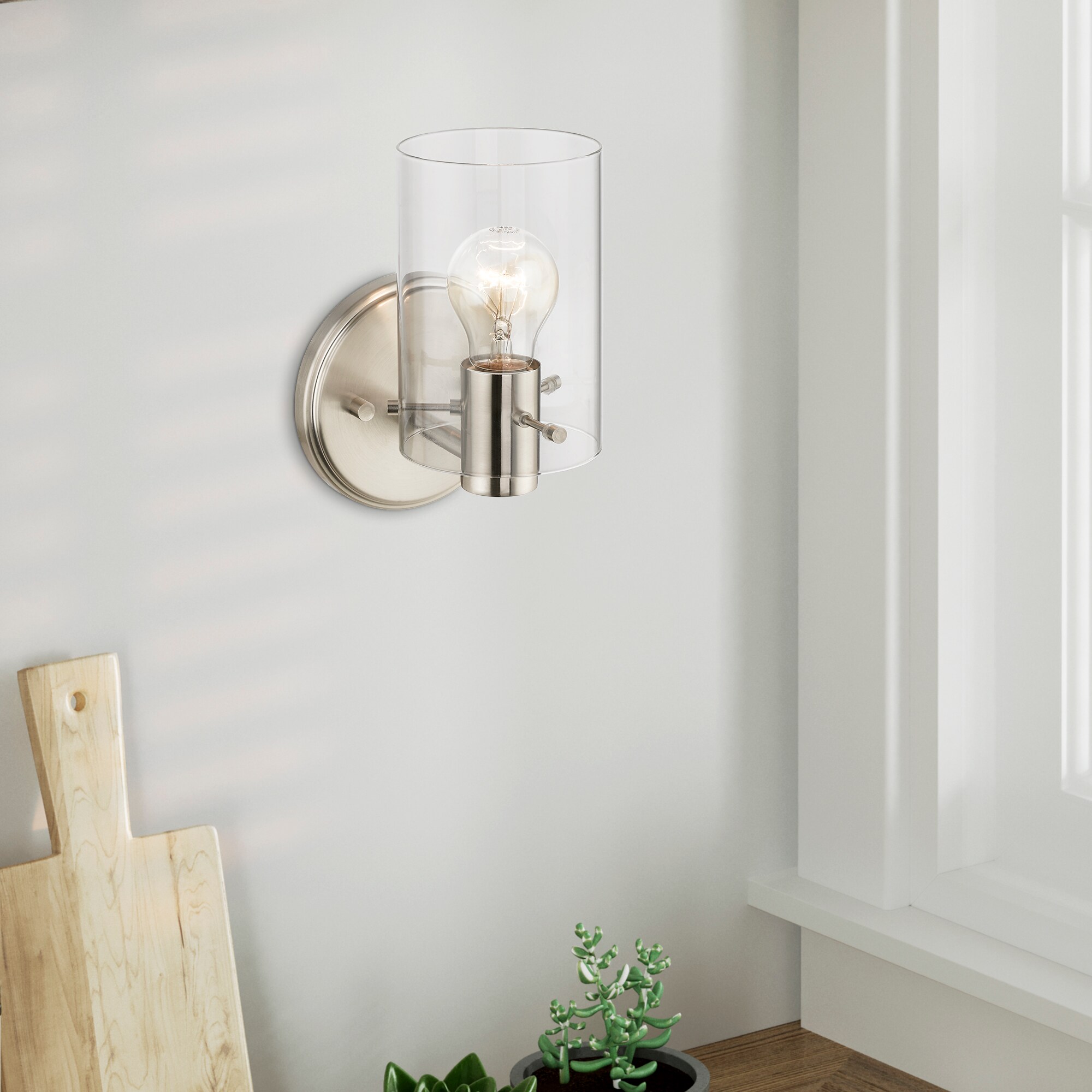 Munich Sleek Brushed Nickel Transitional 1-Light Sconce