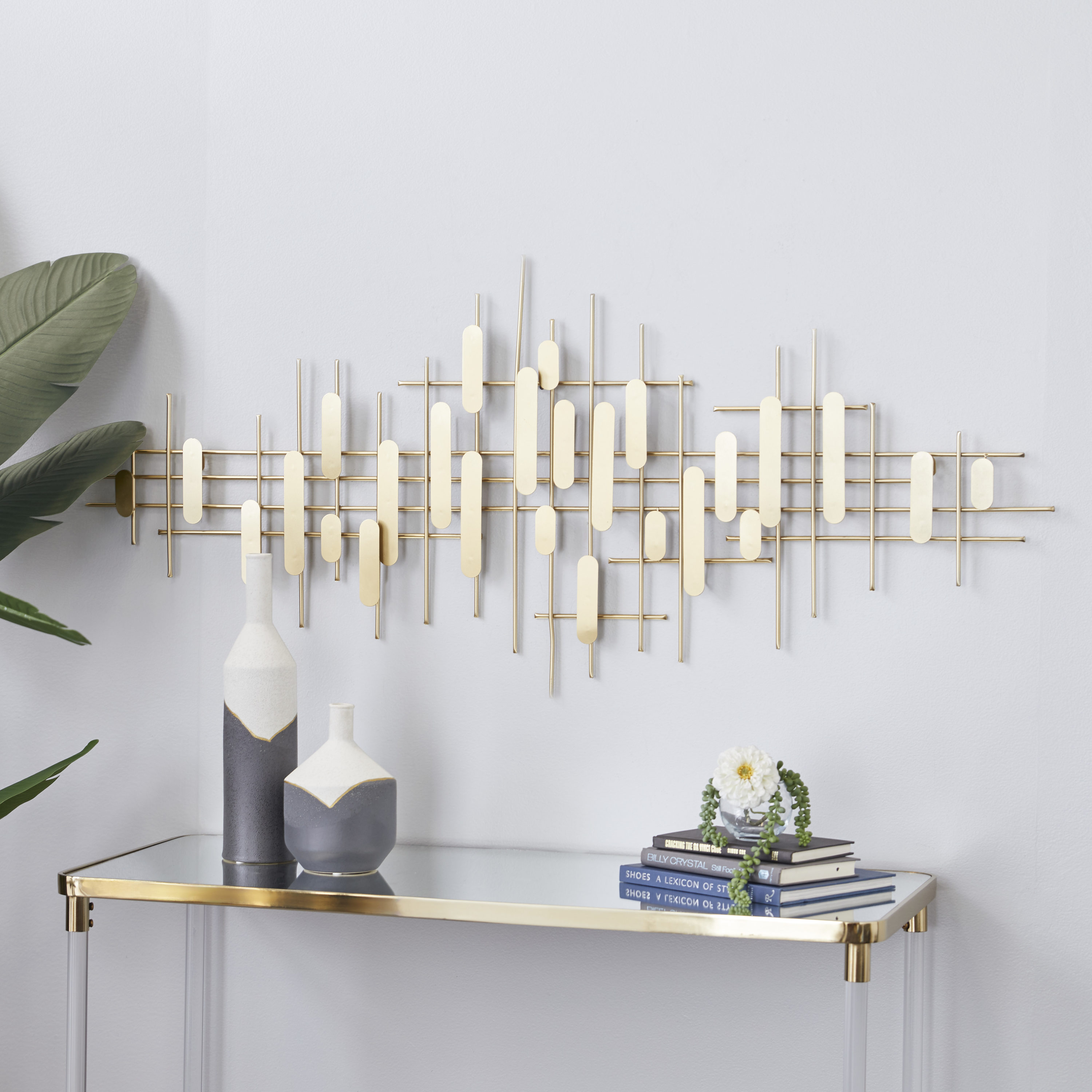 CosmoLiving by Cosmopolitan 73326 58-in W x 25-in H Metal Geometric 3D Abstract Wall sculpture