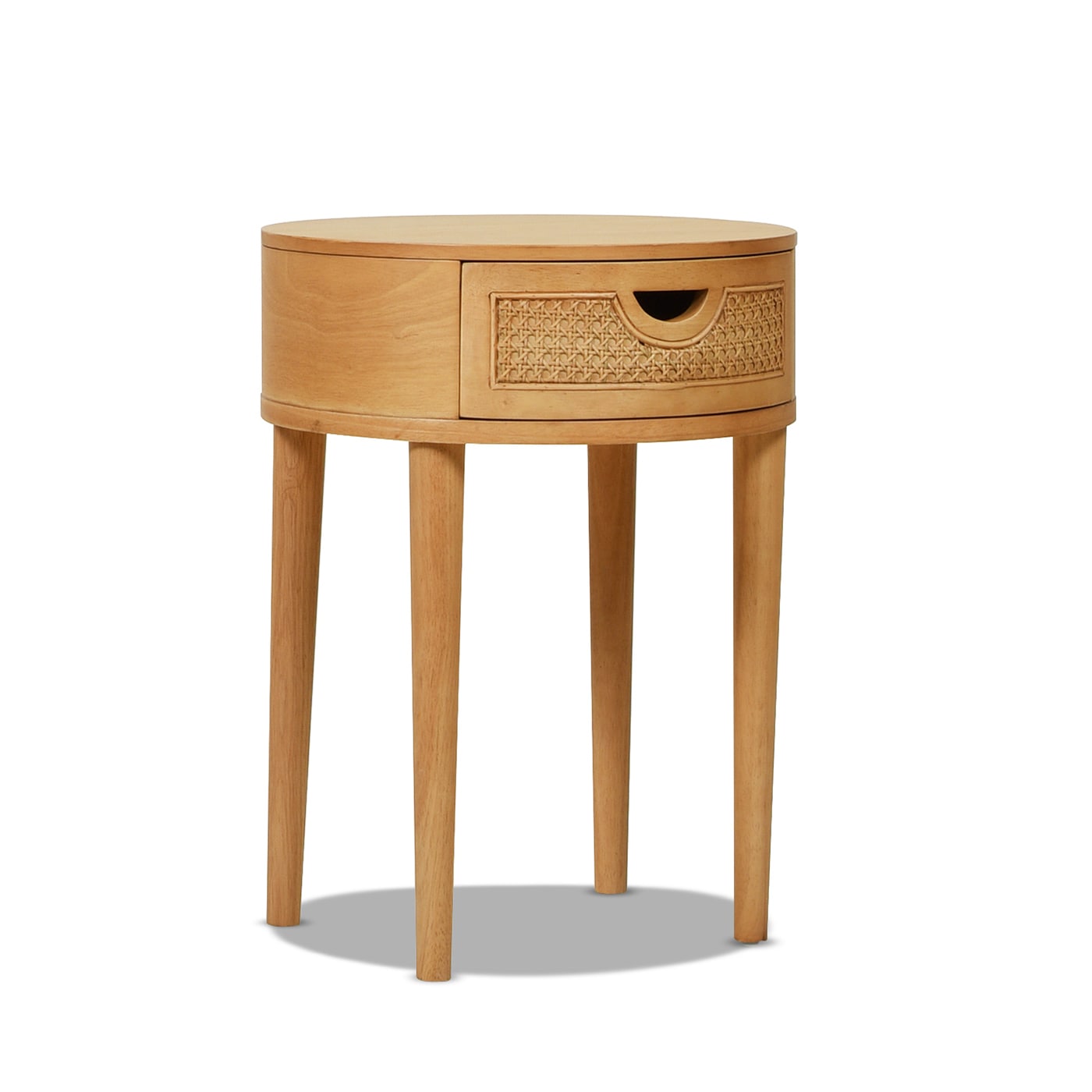 Cabana 18" Round Oak Wood Storage Accent Table