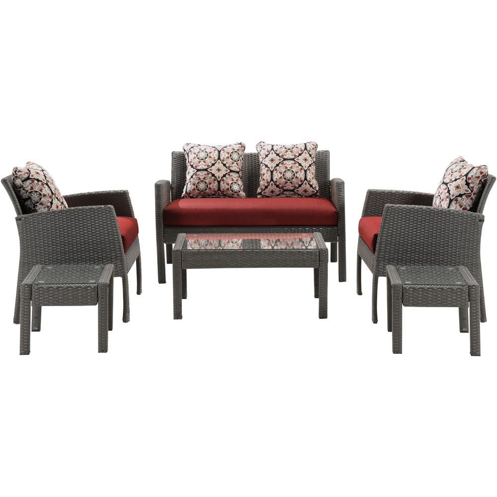Mod Furniture SOPH6PC-RED Sophie Patio Conversation Set with Red M&#333;D Furniture Cushions
