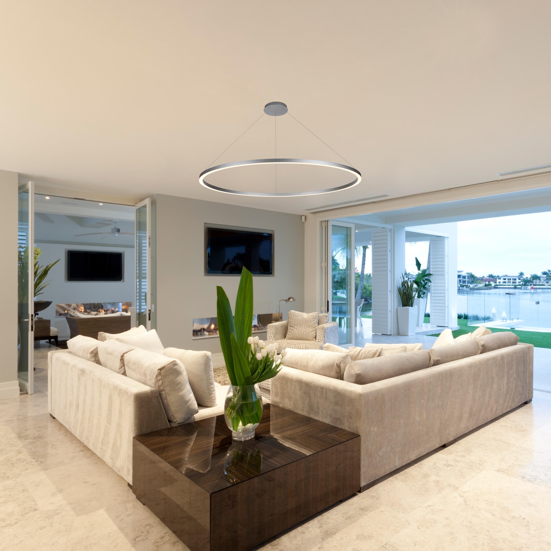 Tania Nickel 39" Drum LED Pendant Chandelier