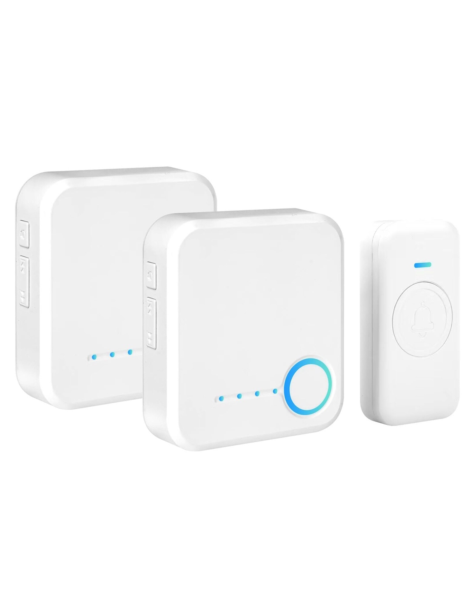 Phyfalip  Wireless Doorbell Kit Waterproof Door Bell with 60 Chimes 5 Volume Levels Mute Mode Loud Ringer for Home Classroom Office 1 Piece White