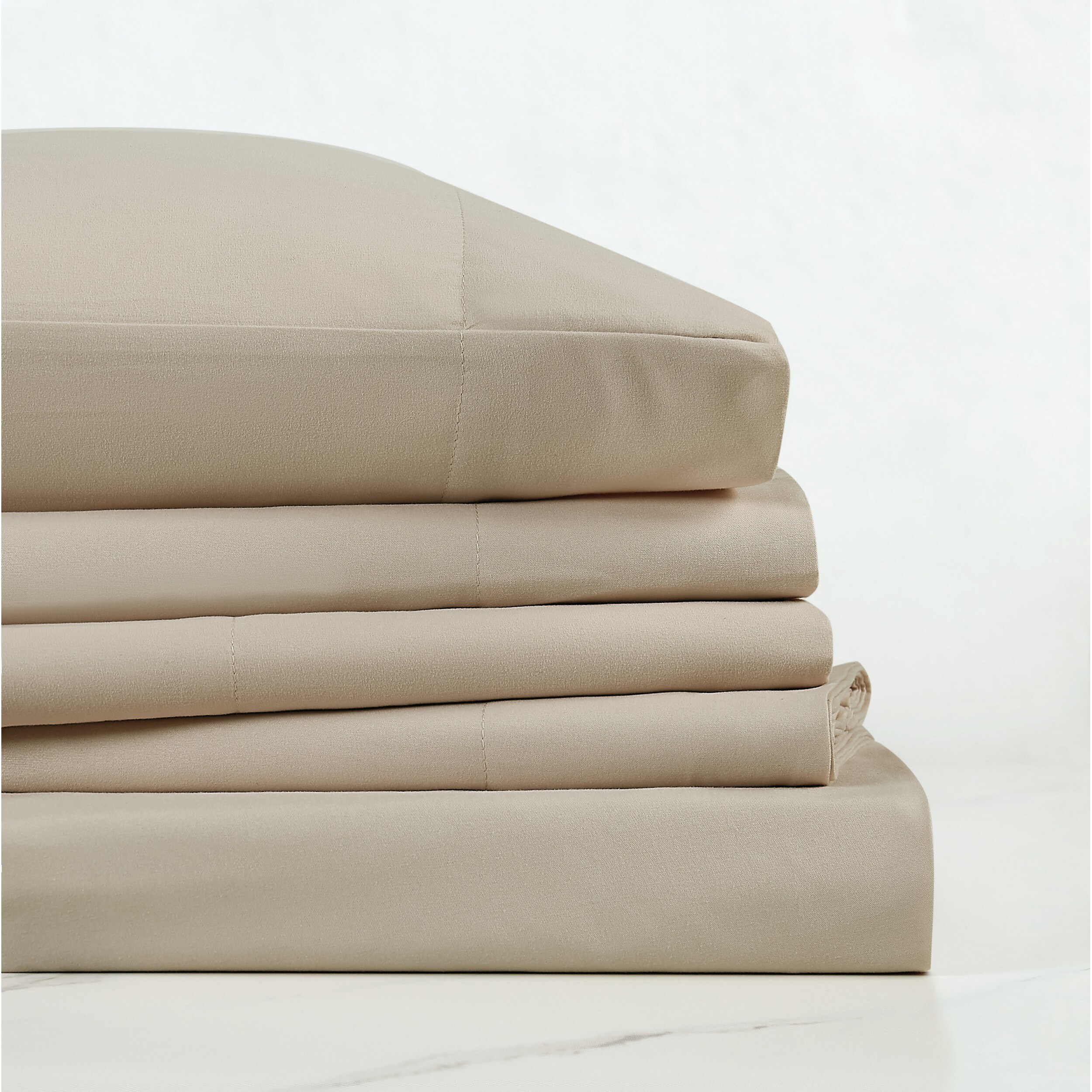 Truly Soft SS1658KHQN-4700 Queen 180 -Thread Count Microfiber Khaki Bed Sheet Set