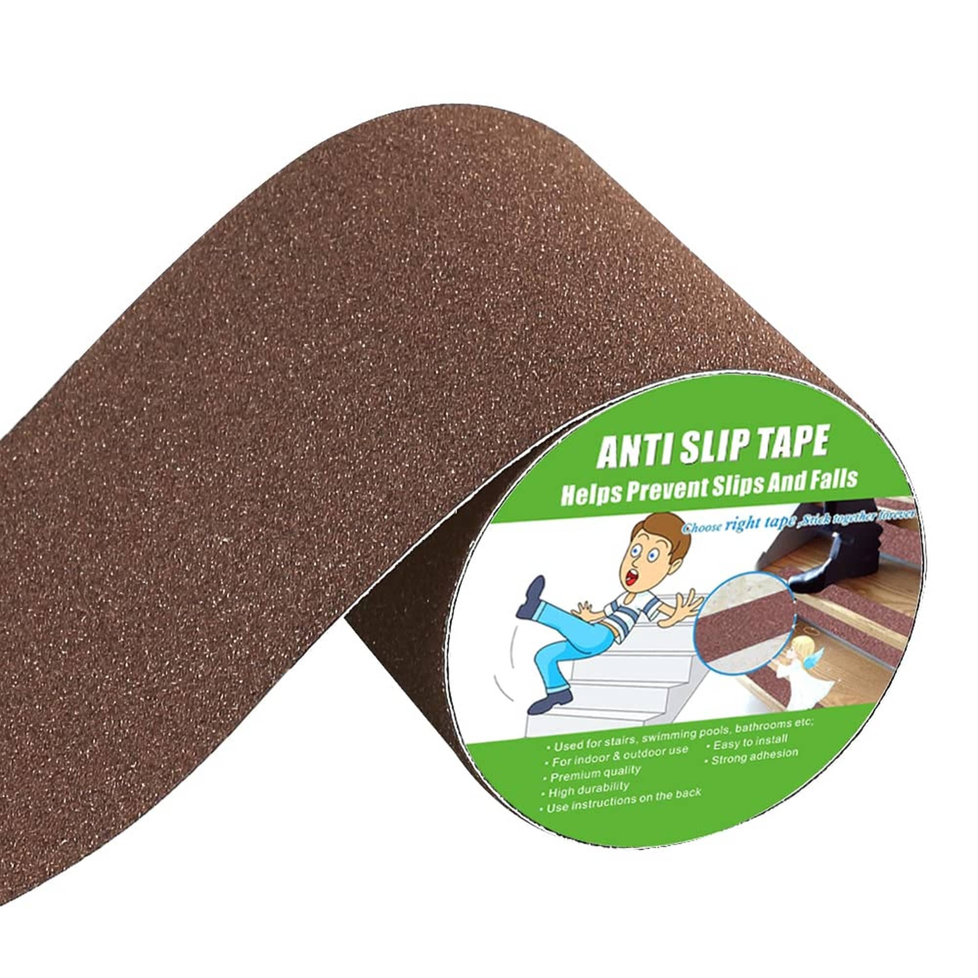OGETFUUR 6x190in Brown Anti Slip Tape for Stairs Ramps Walkways featuring Durable Silicon Carbide Grip Surface and Easy Adhesive Backing Installation Indoor Outdoor