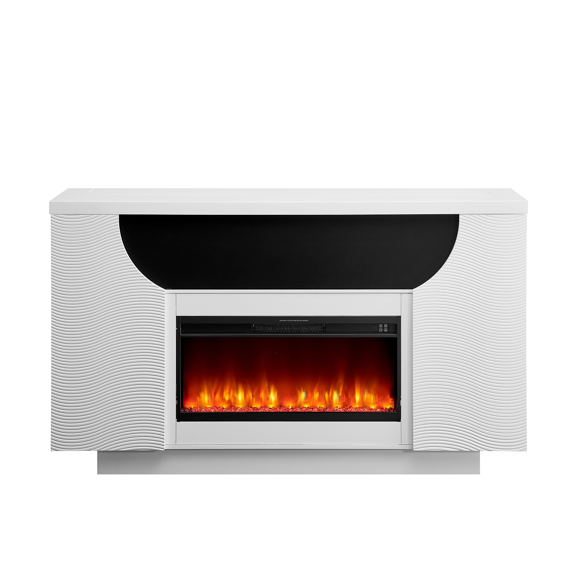 Boyel Living - 76-in White Electric Fireplace Entertainment Center with TV Lift and Remote Control