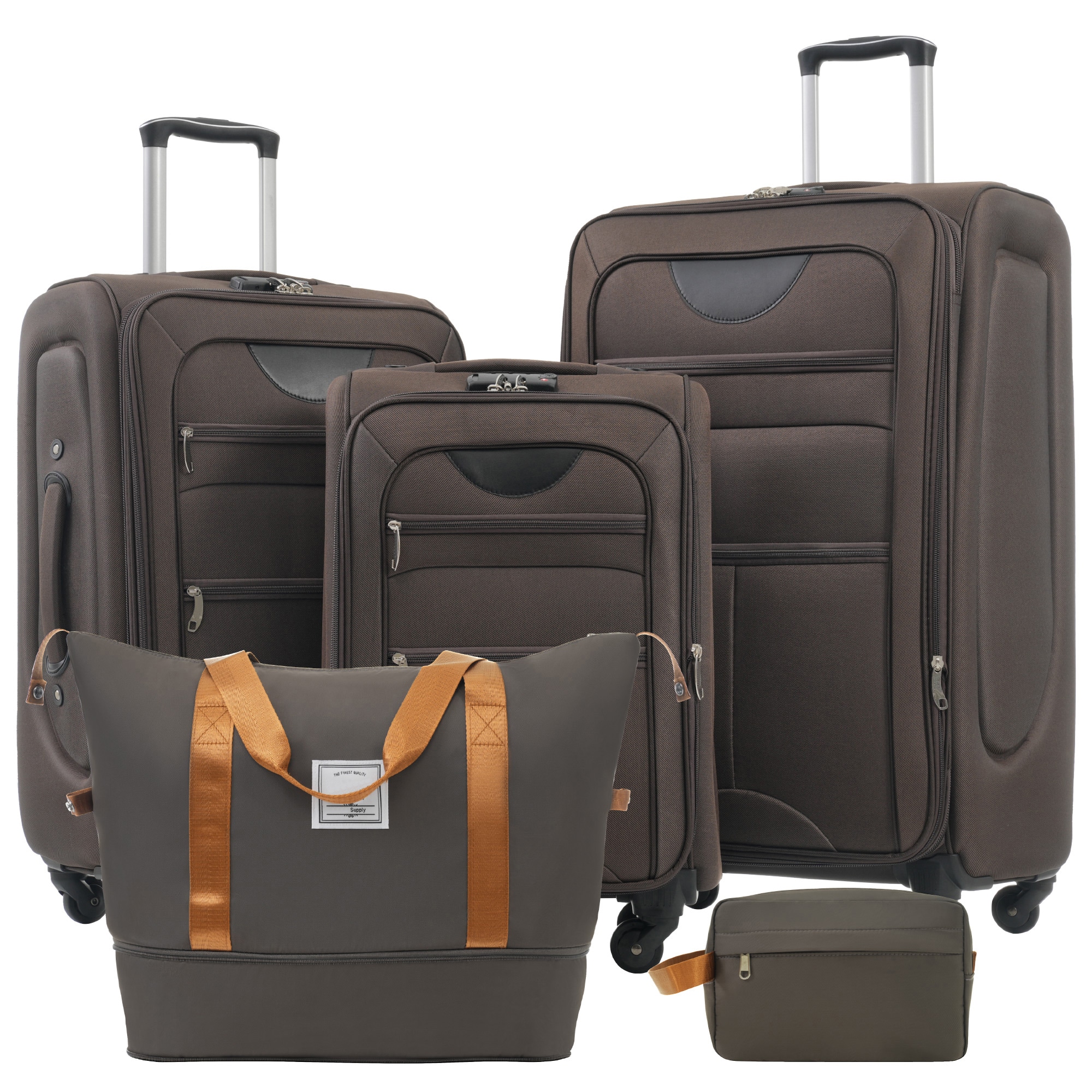 SINOFURN SYD9600017GN 30 x 18.9 x 12.6 Brown Polyester Softshell Suitcase set 5 -Bag